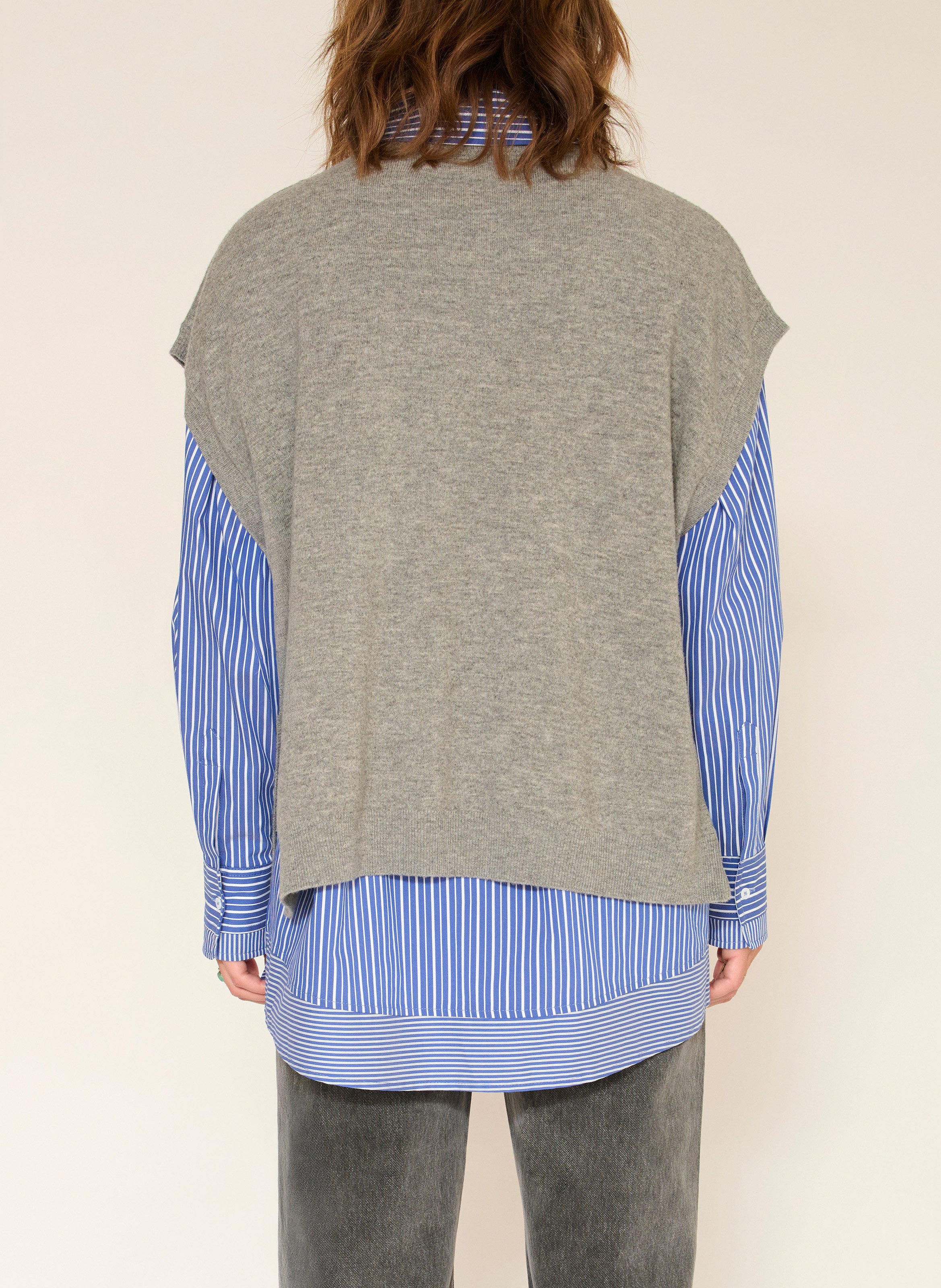Pull oversize col rond en laine  MKT Gris