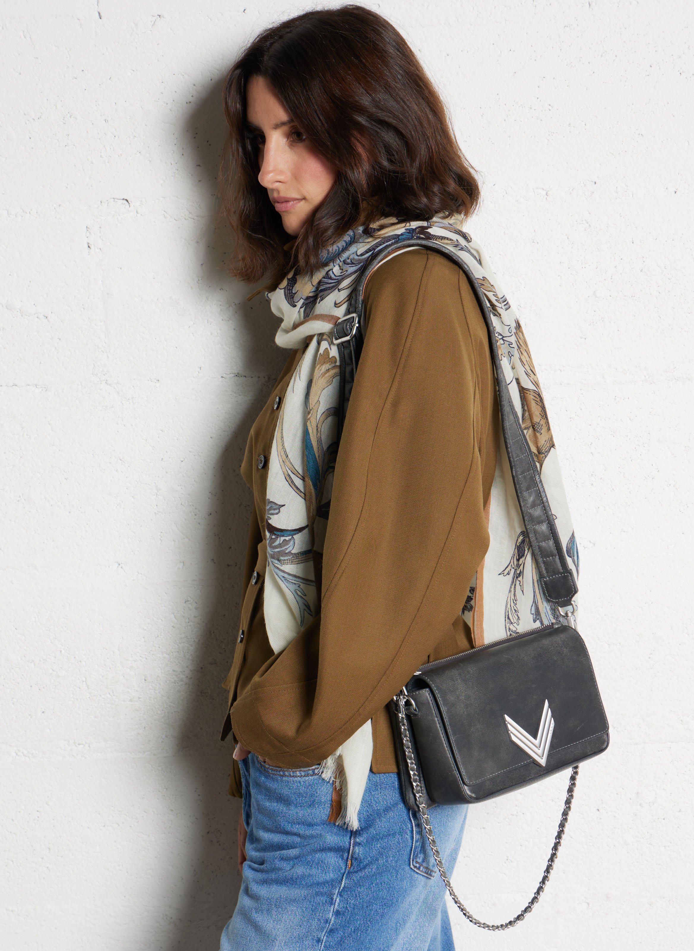 Leather crossbody bag IKKS Grey