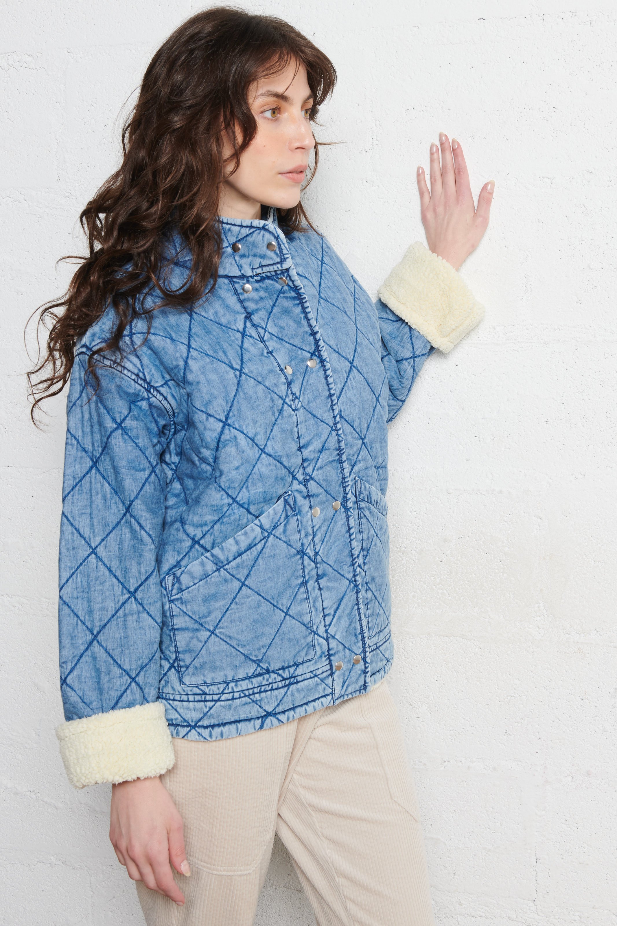 Quilted denim high-neck jacket MAISON 123 Blue