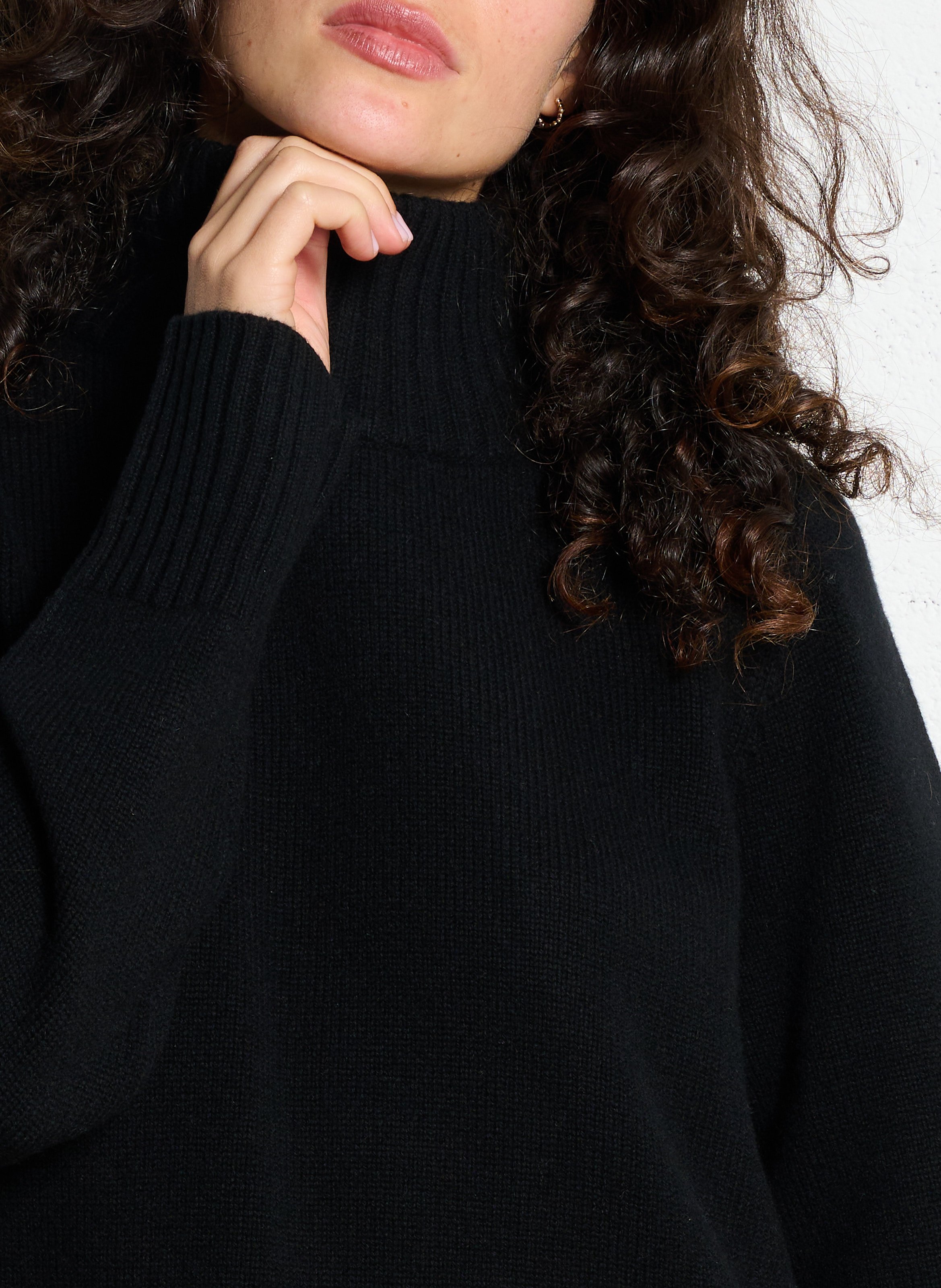 Short high-neck merino wool dress PETITE MENDIGOTE Black