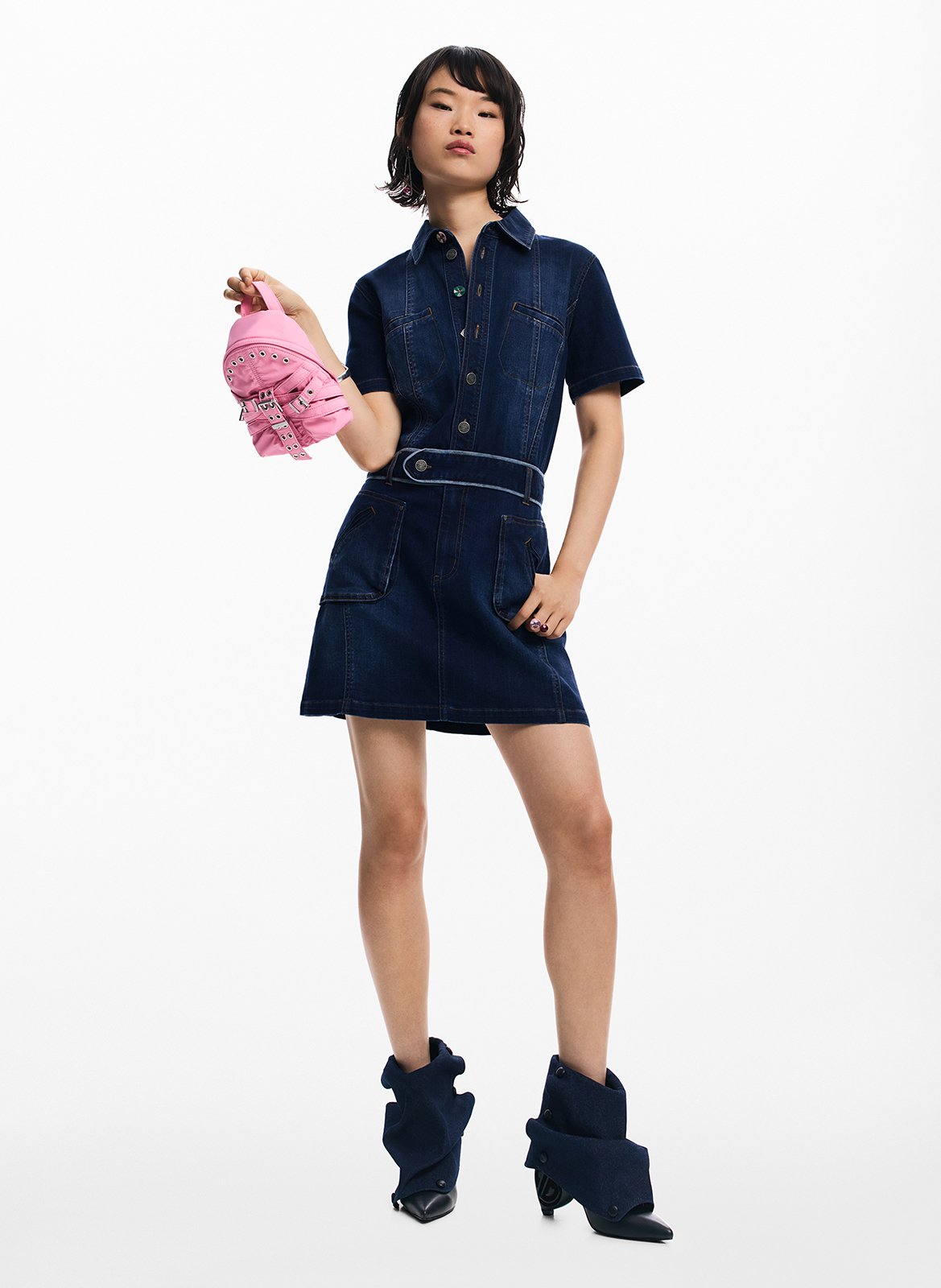 Robe droite courte en denim DESIGUAL Bleu