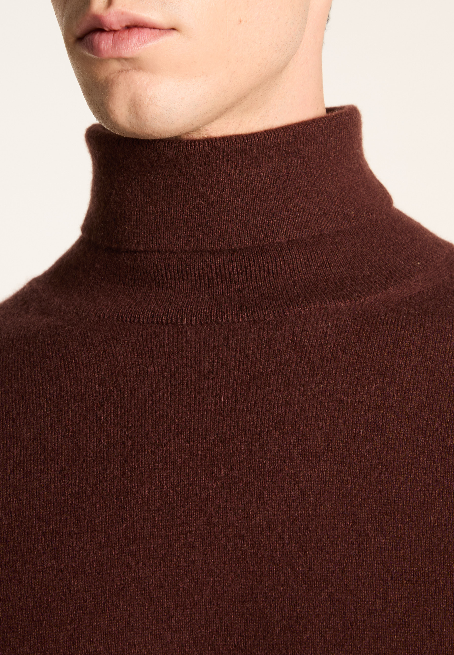 Cashmere polo neck sweater MAISON MONTAGUT Brown