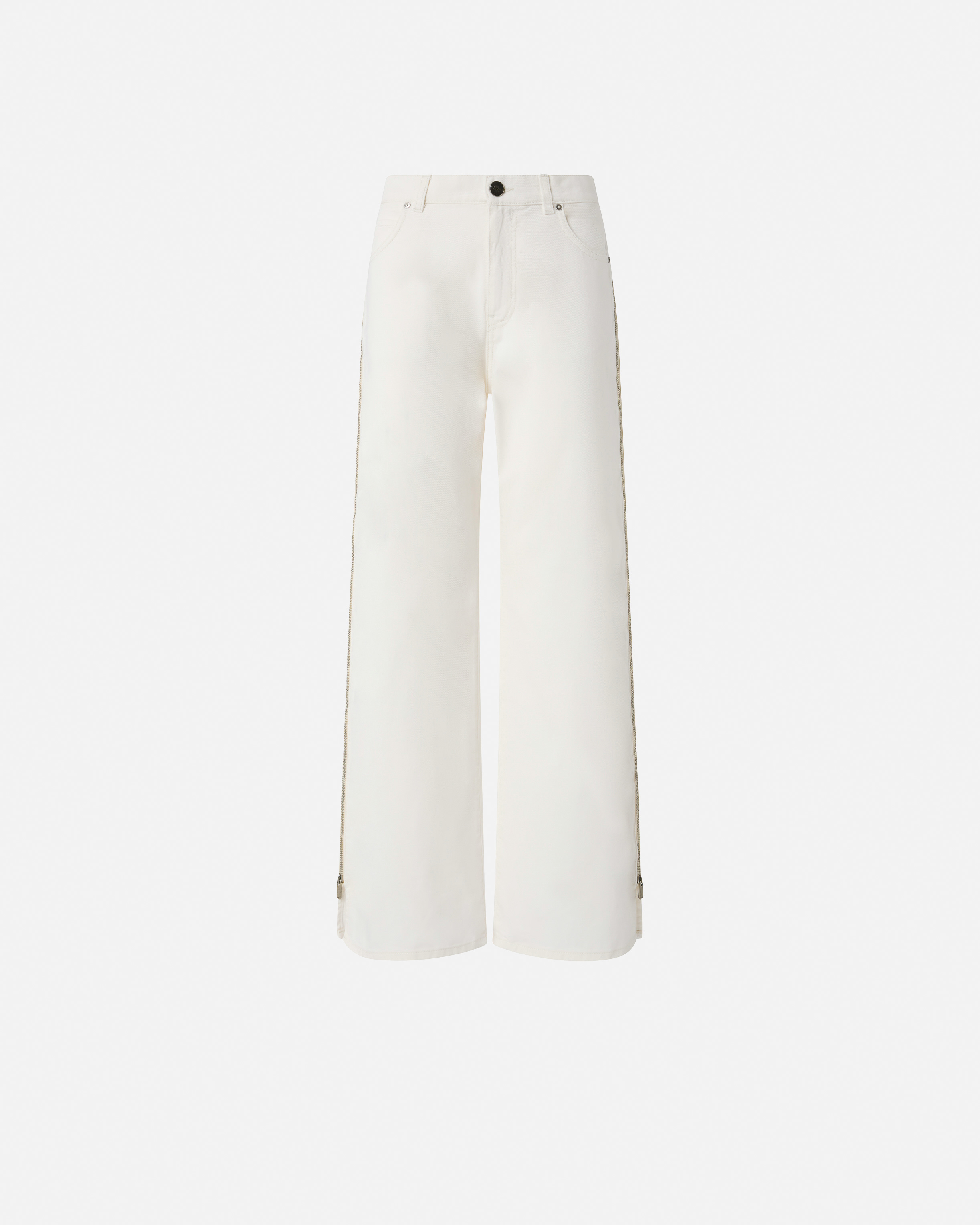 Wide-leg jeans with side zippers PINKO White
