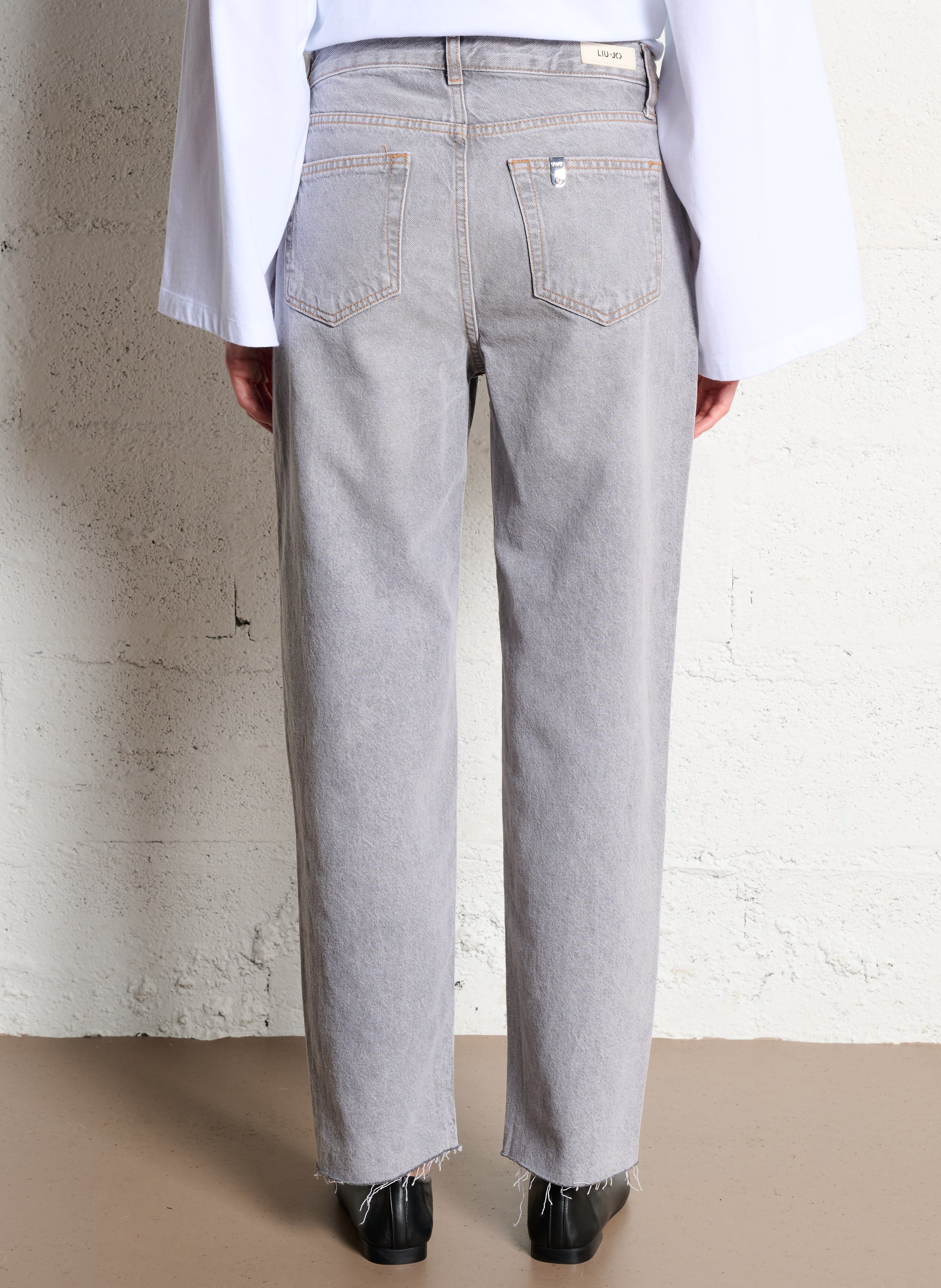 Jean droit en coton LIU JO Gris