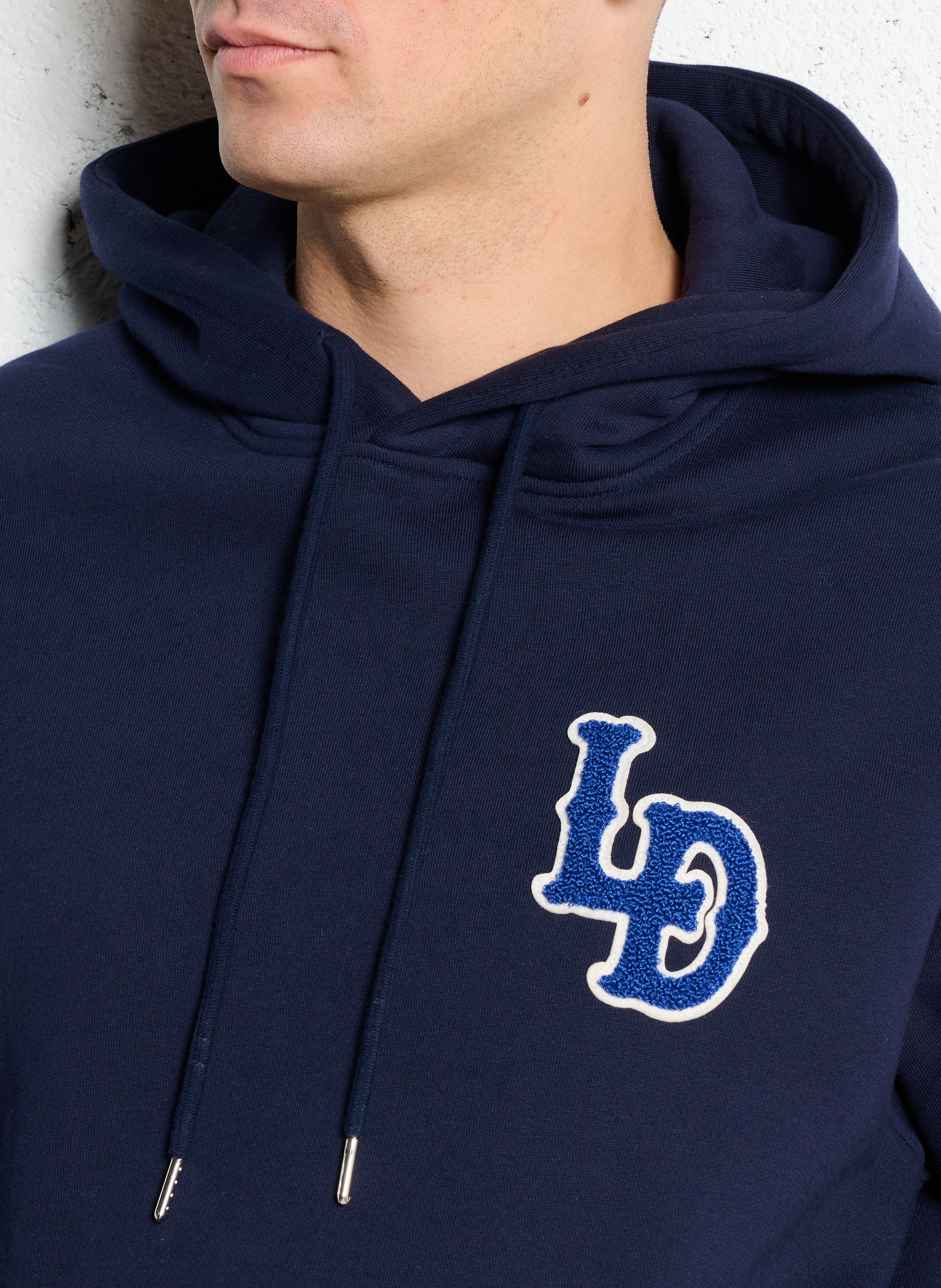 Embroidered organic cotton hoodie LES DEUX Blue