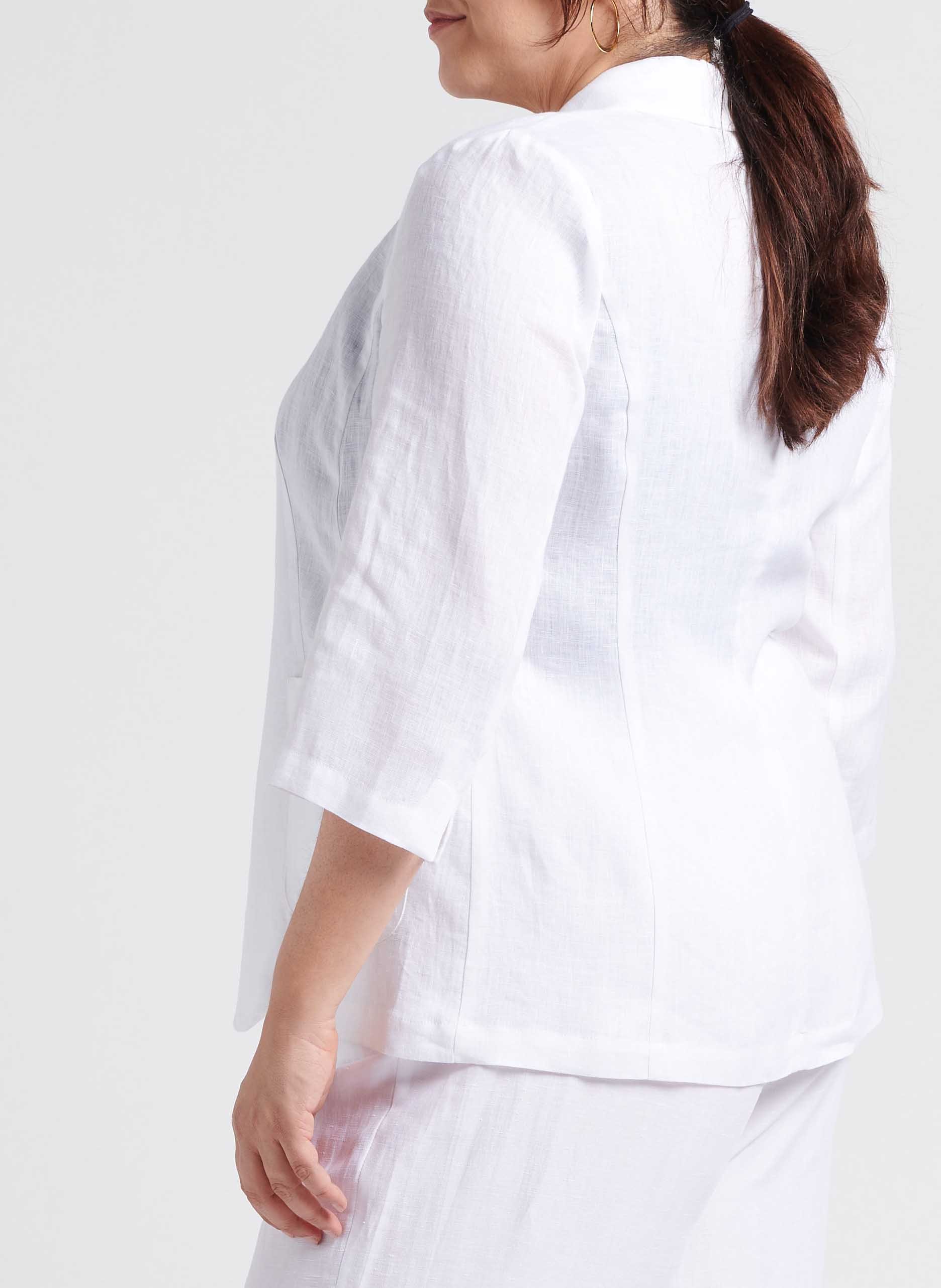 Veste col tailleur en lin  PERSONA by Marina Rinaldi Blanc