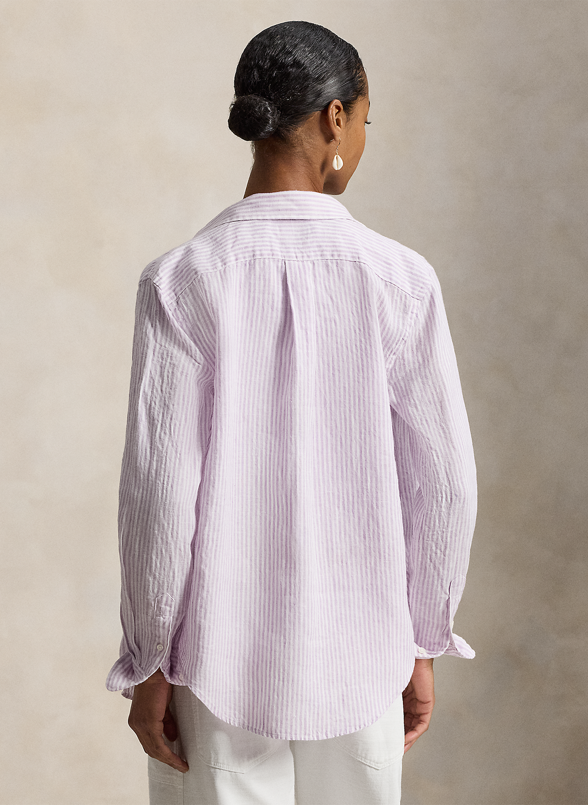 Recht, linnen overhemd met klassieke kraag Violet