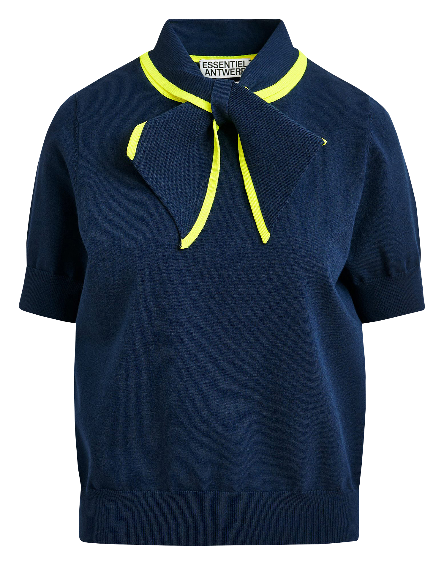 Polo with Knotted Collar ESSENTIEL ANTWERP Blue