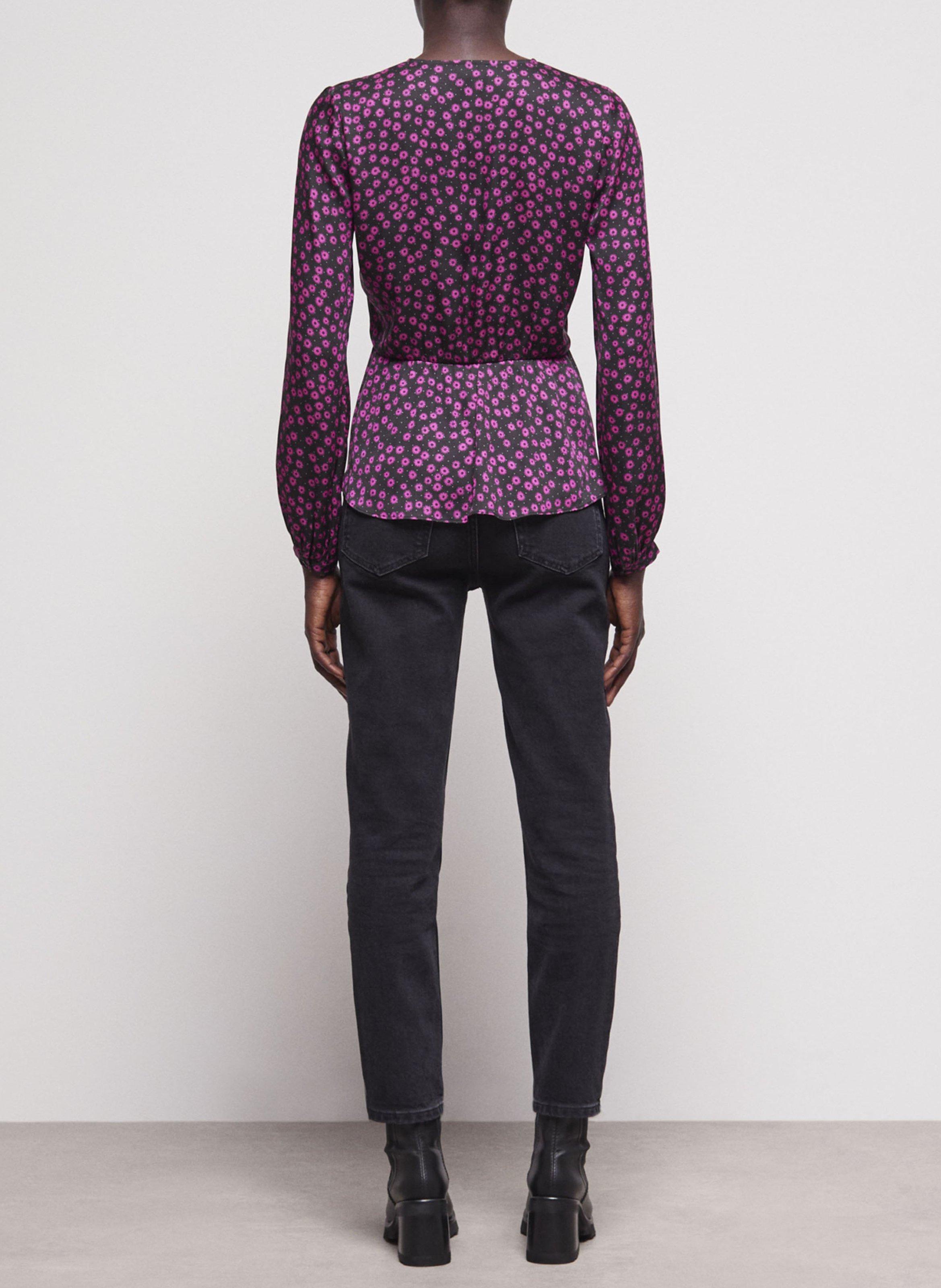 Top col V à imprimé fleuri  THE KOOPLES Rose