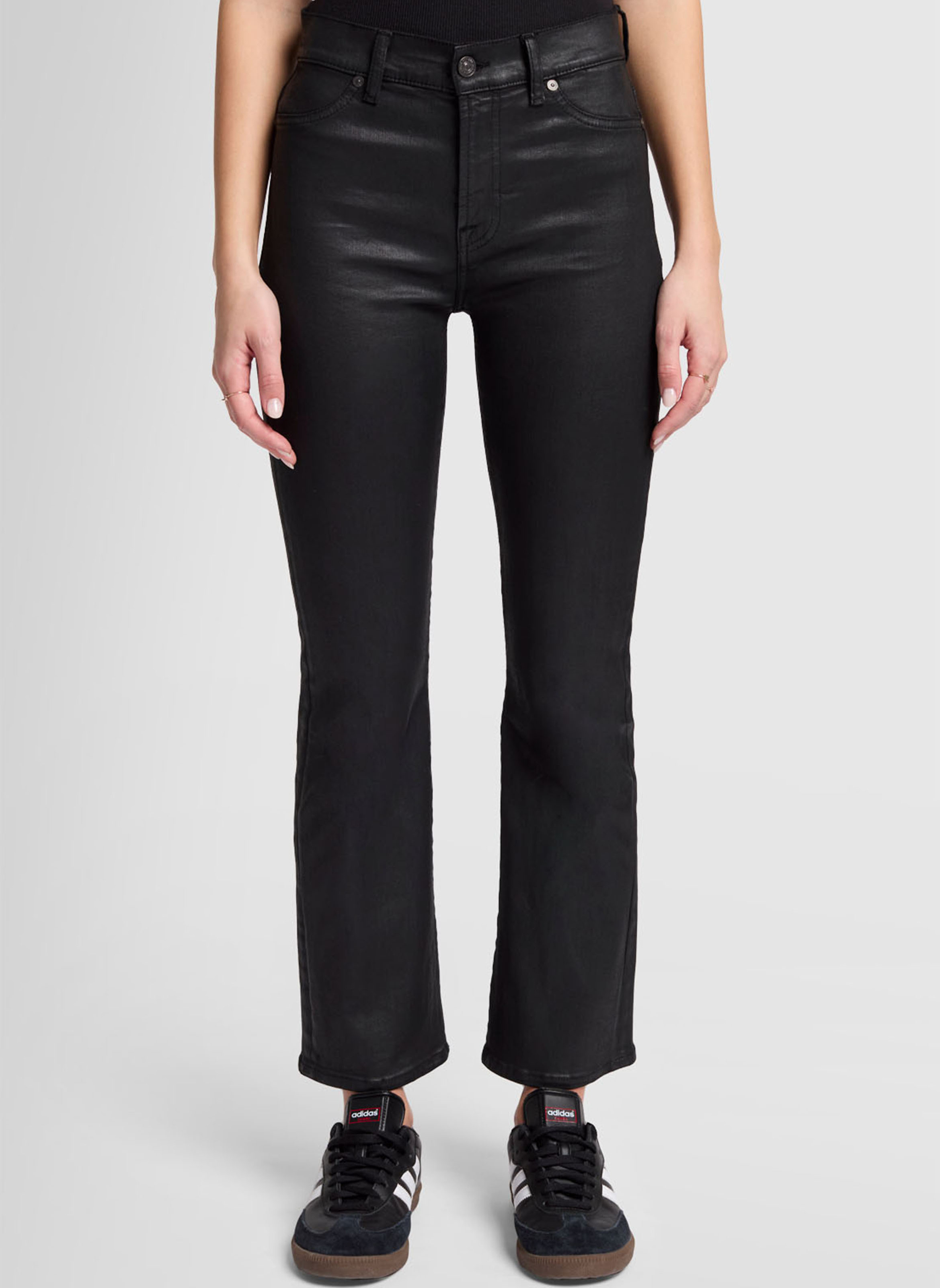 Flared cotton-blend jeans 7 FOR ALL MANKIND Black