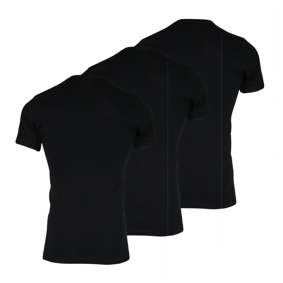 Set of 3 pure cotton heritage V-neck t-shirts Black