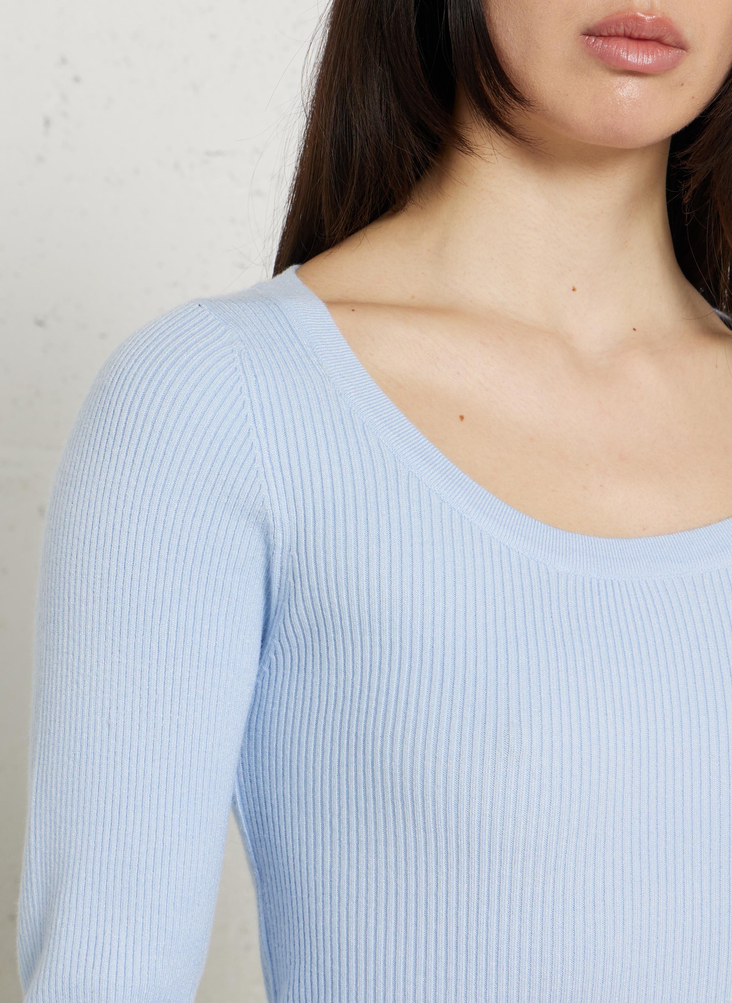 Pull en maille côtelé ajusté LA PETITE ETOILE Bleu