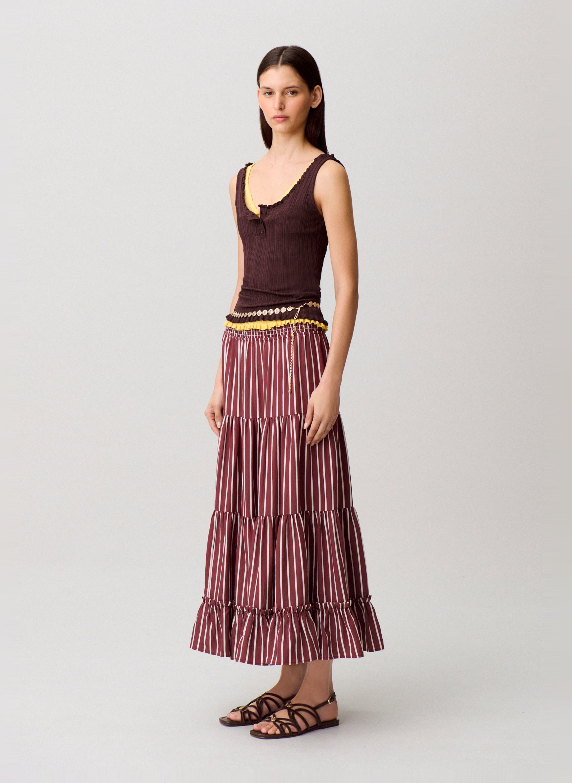 Gestreepte, lange, uitlopende rok CLAUDIE PIERLOT Veelkleurig