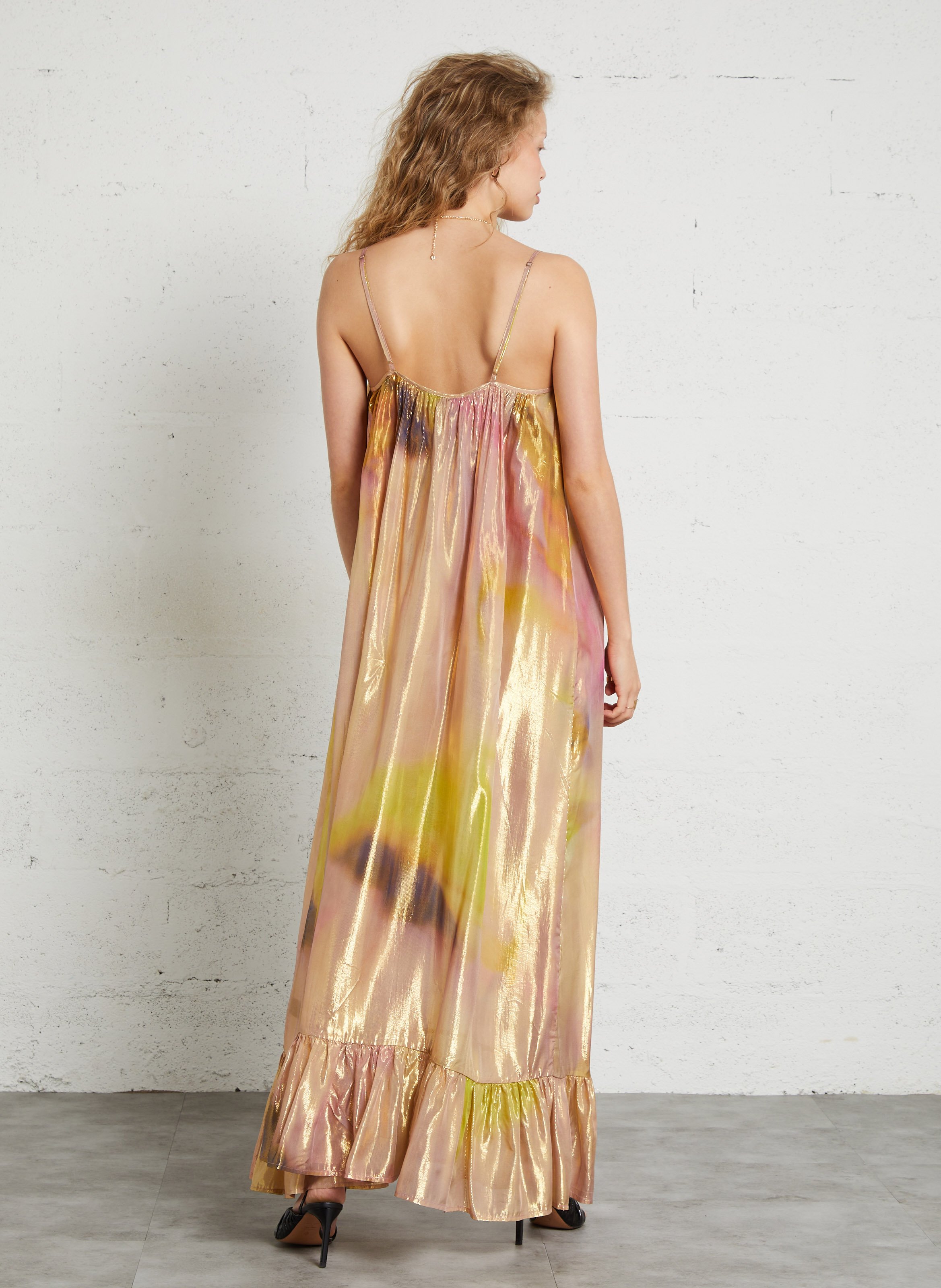 Sequined round neck long dress MES DEMOISELLES Multicolored