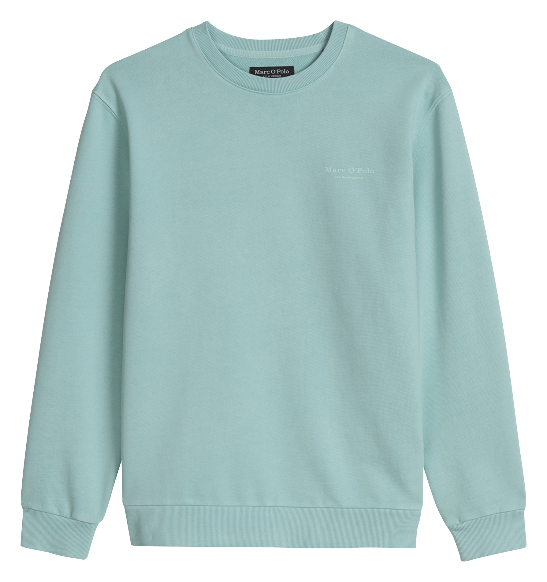 Gerader Rundhalsausschnitt-Sweatshirt aus einfarbiger Baumwolle. MARC O'POLO Blau