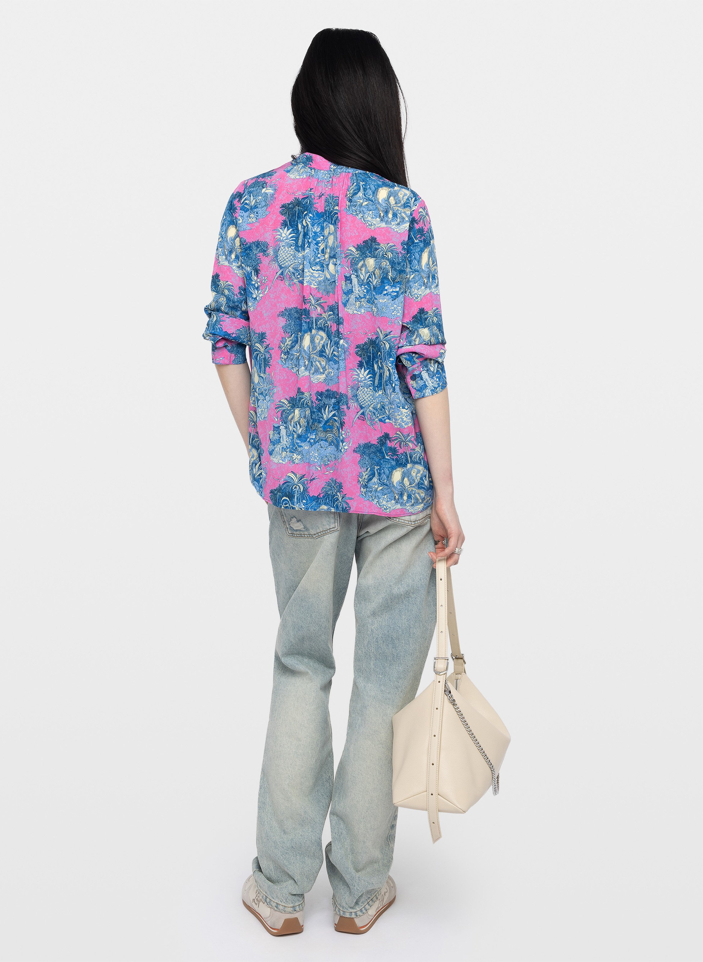 Blouse droite col V imprimée ZADIG&VOLTAIRE Rose