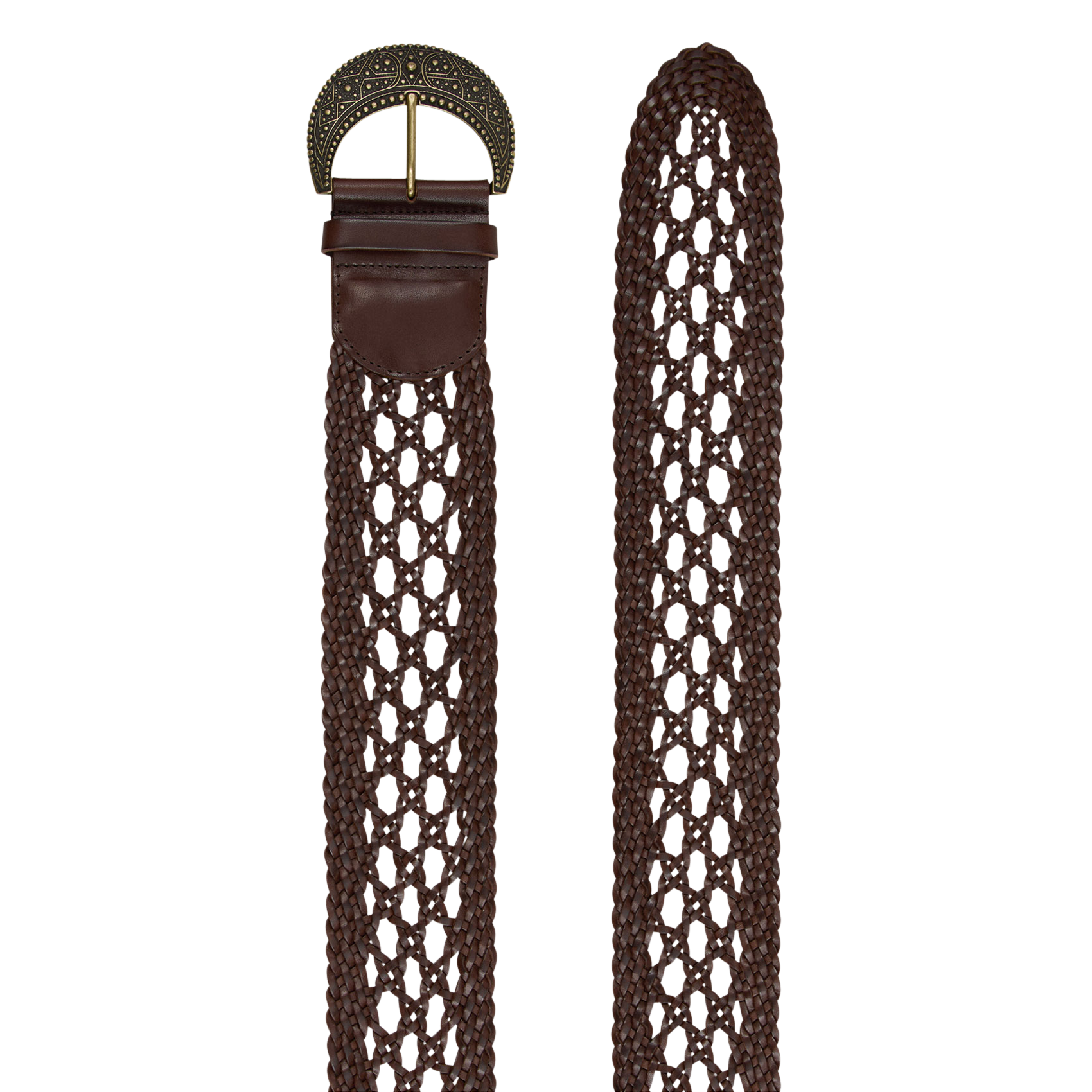 Gevlochten, leren ceintuur met gesp BA&SH Bruin