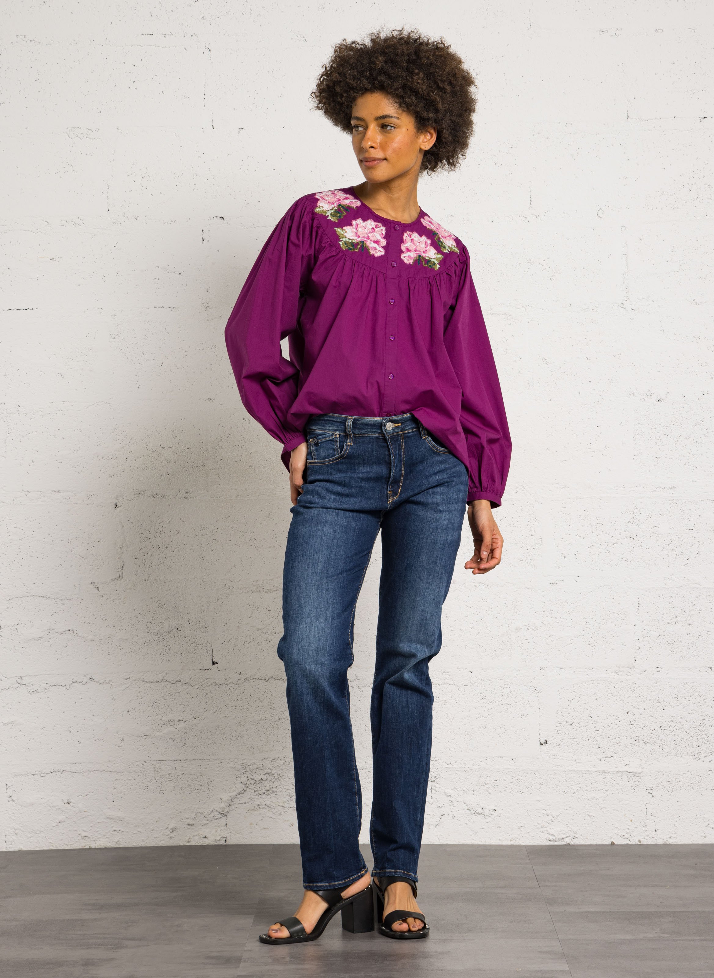 Long A-line organic cotton skirt LEON & HARPER Blue