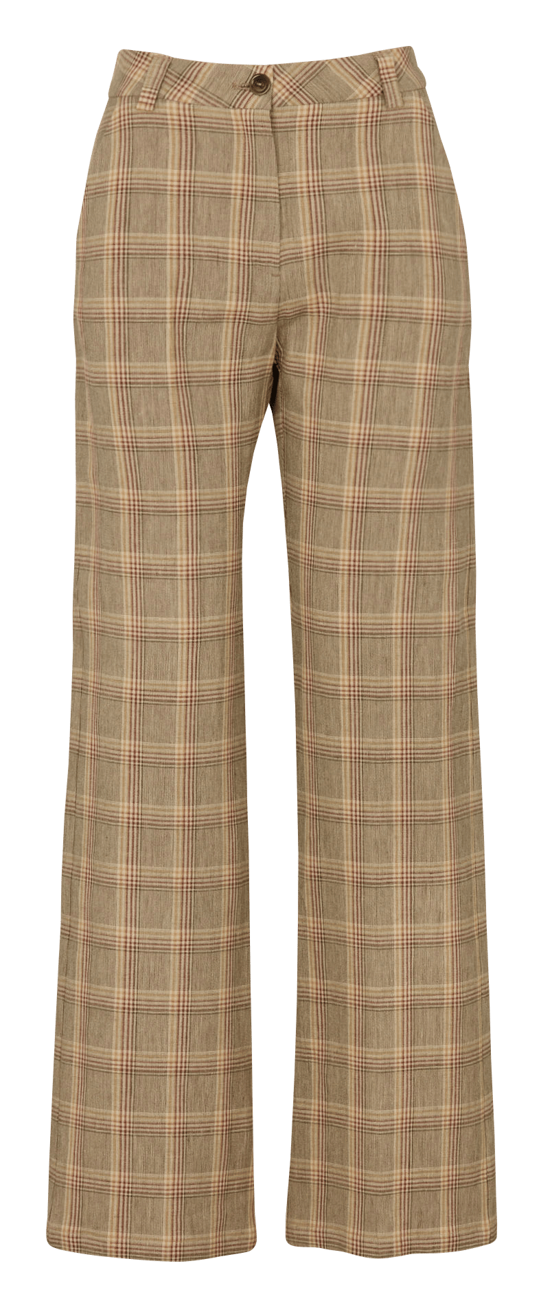 Pantalon droit à carreaux en lin mélangé COTELAC Vert