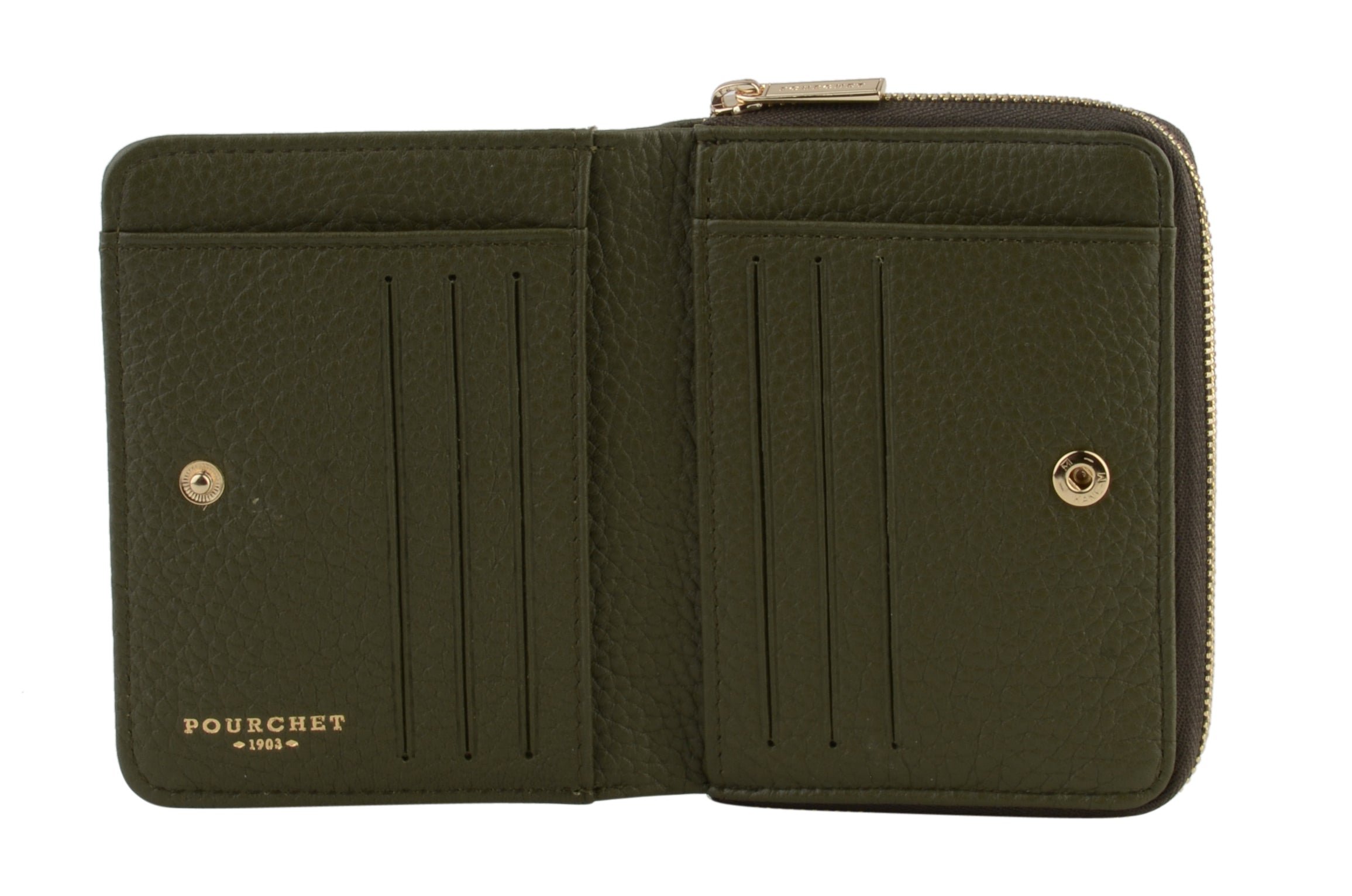 Calfskin leather wallet Khaki