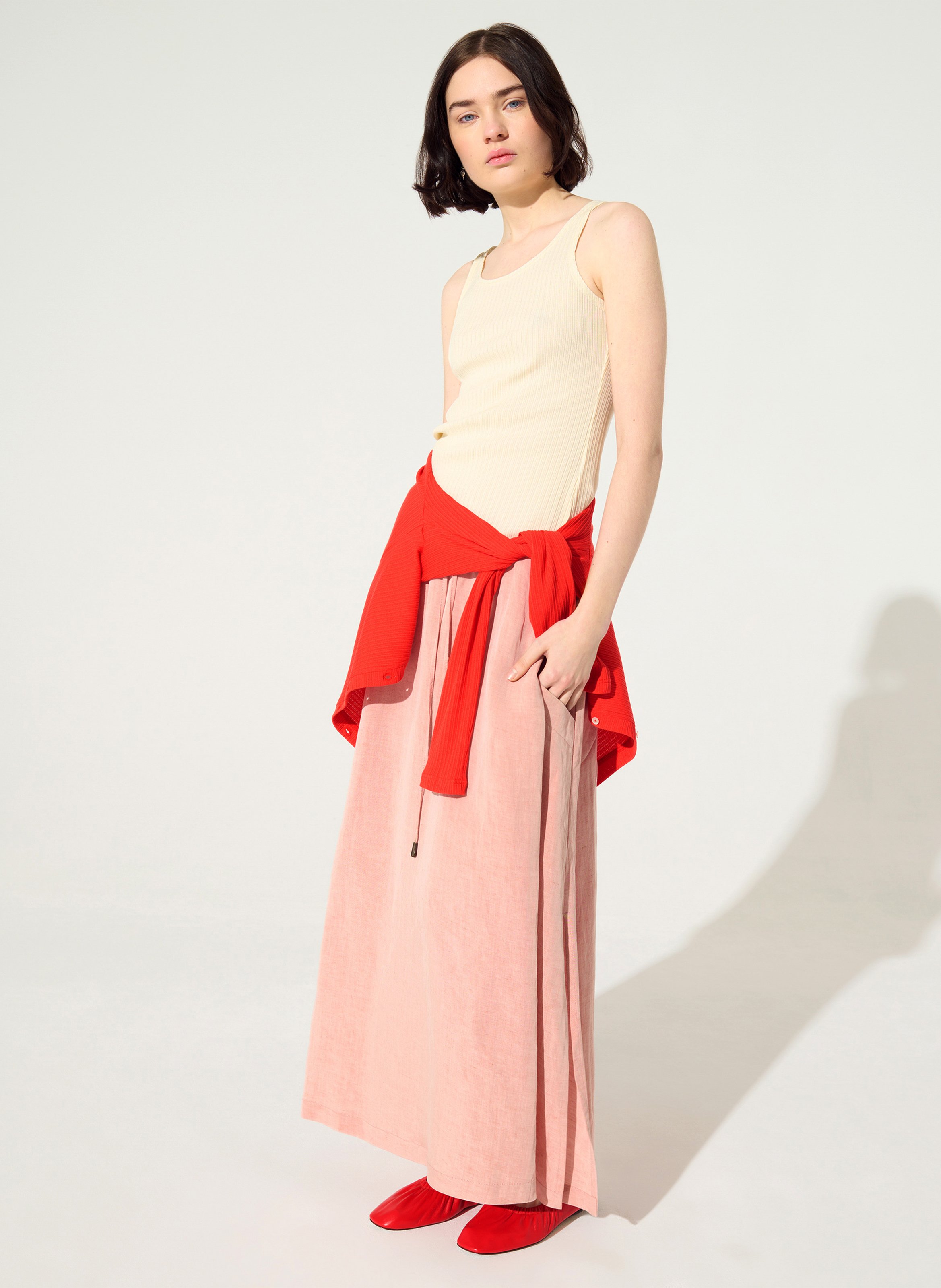 Débardeur droit en maille côtélée COTELAC ACOTE Blanc