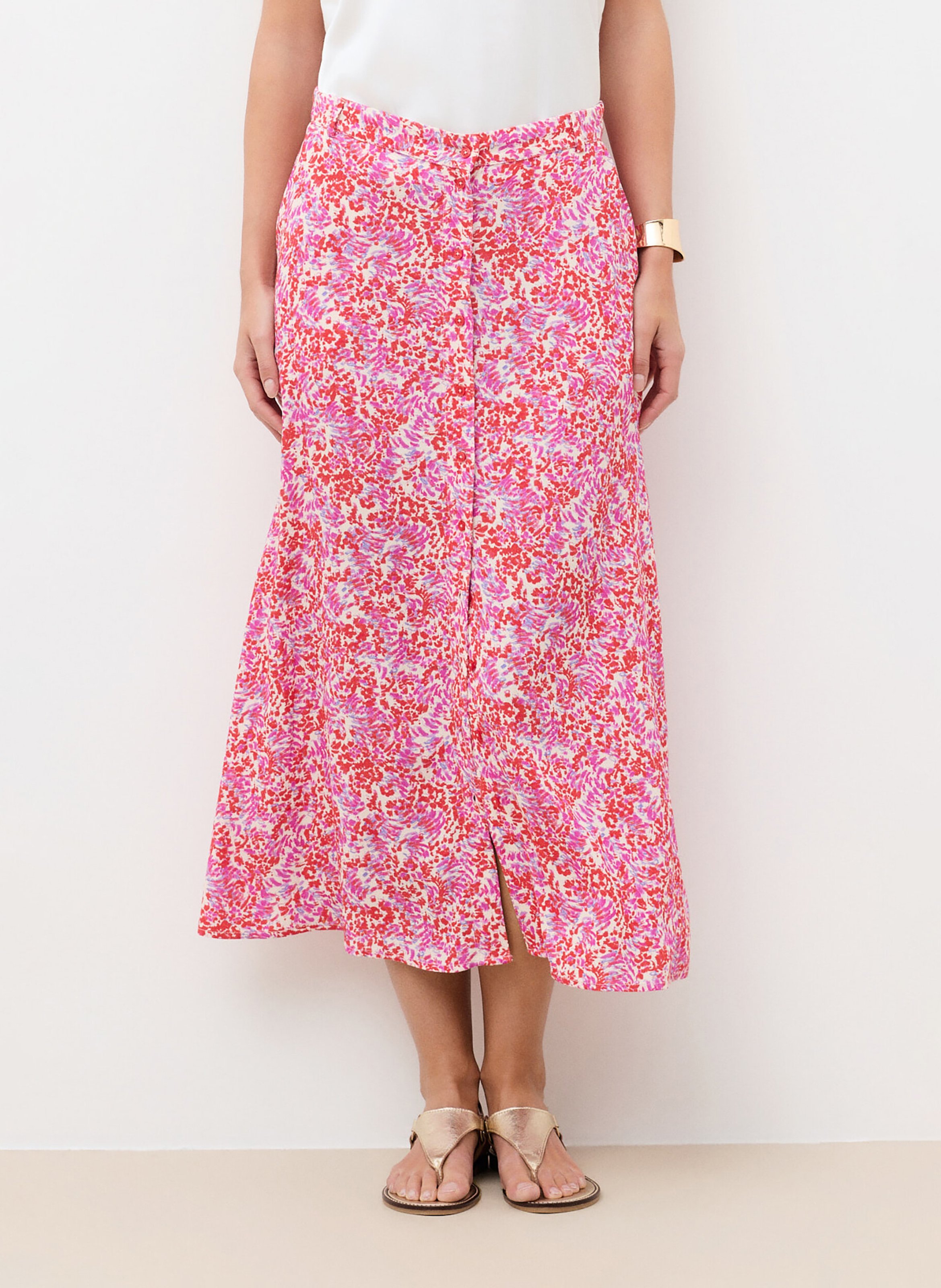 Halflange, gerende rok CAROLL Rood