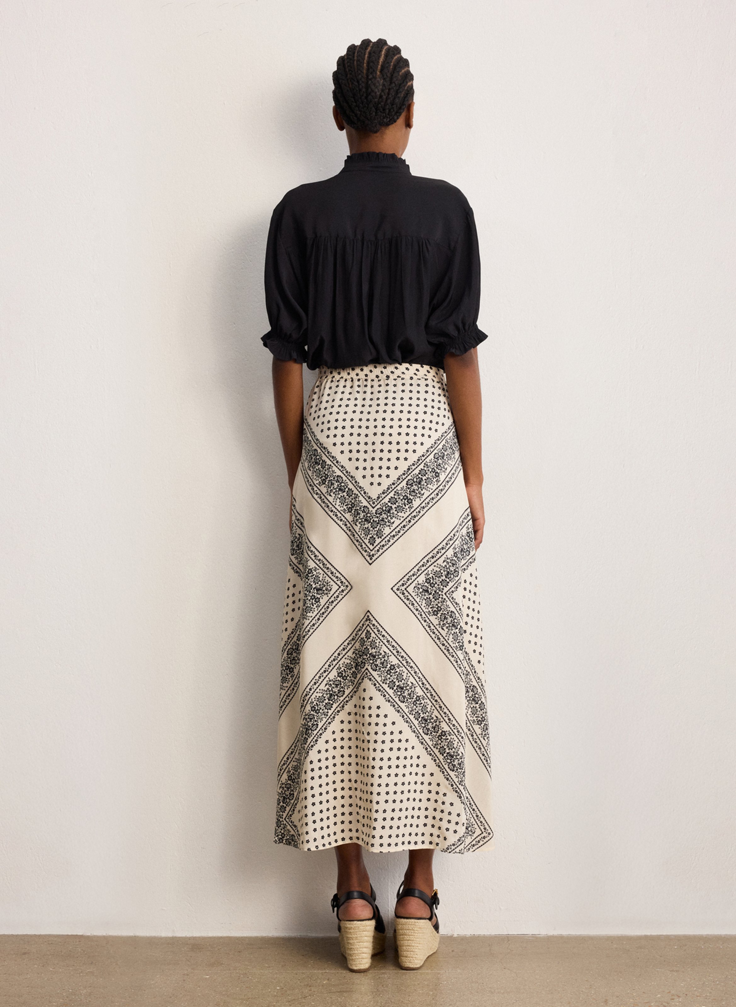 Jupe midi imprimée PABLO Beige