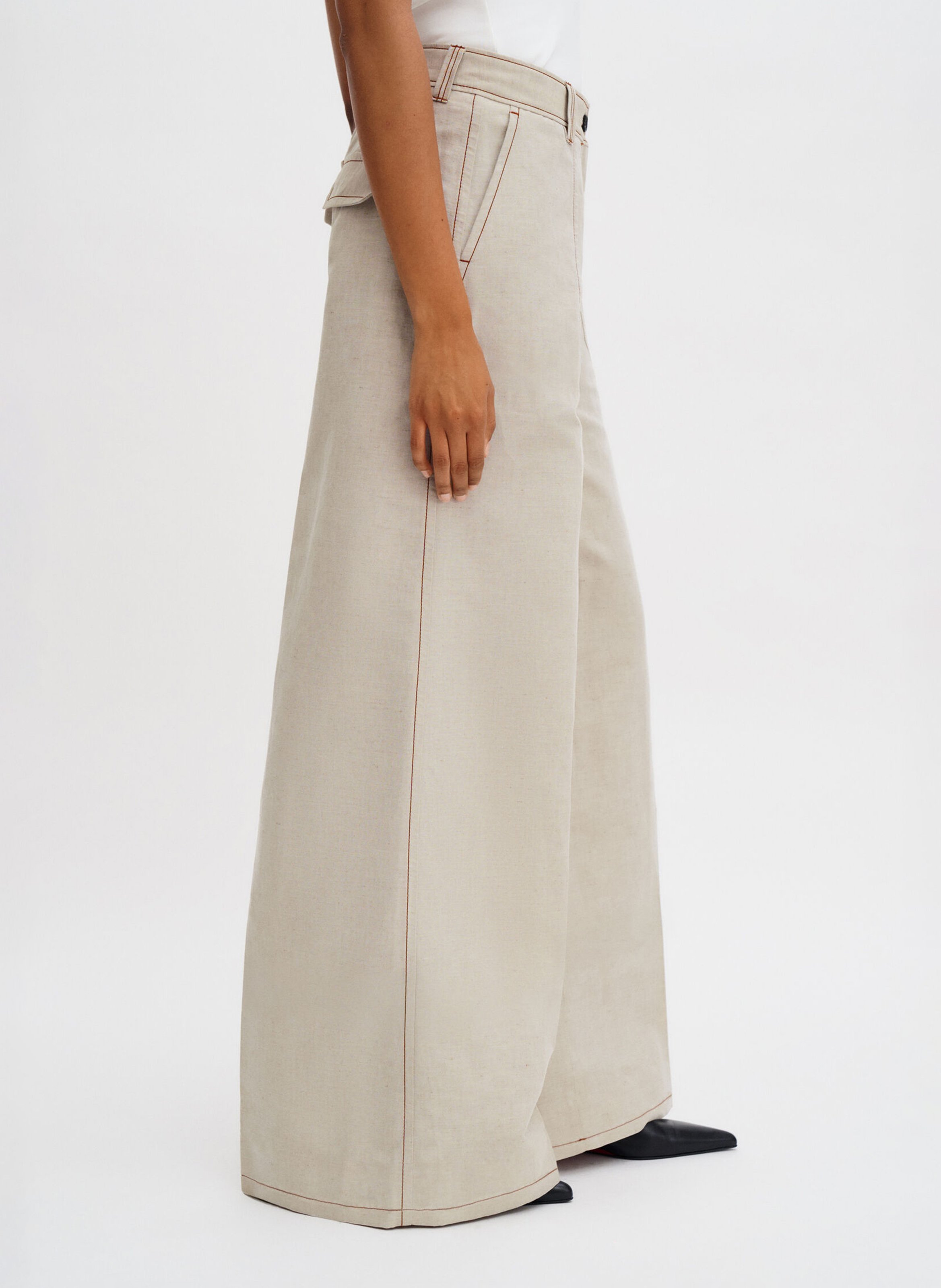 Jean large taille haute  FILIPPA K Beige