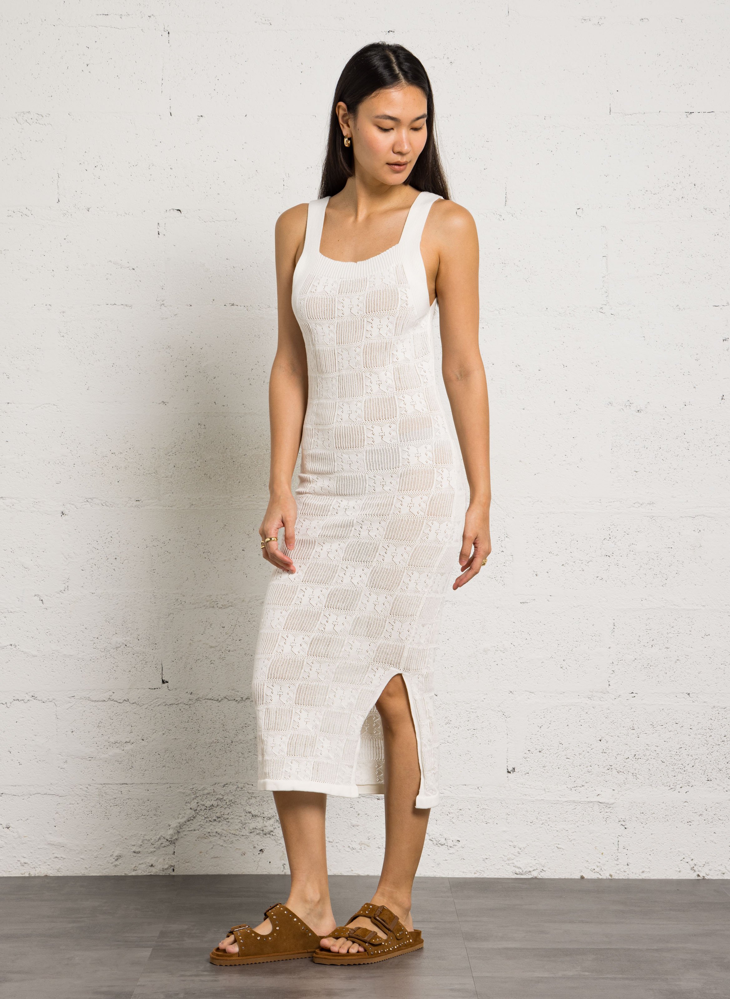Cotton midi dress LA NOUVELLE White