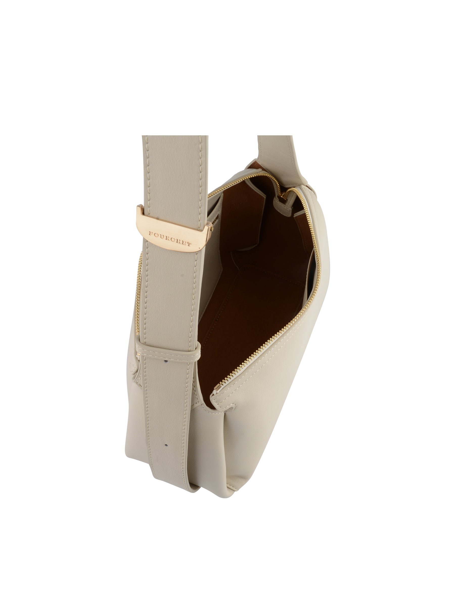 Sac porté épaule en cuir de vachette POURCHET Beige