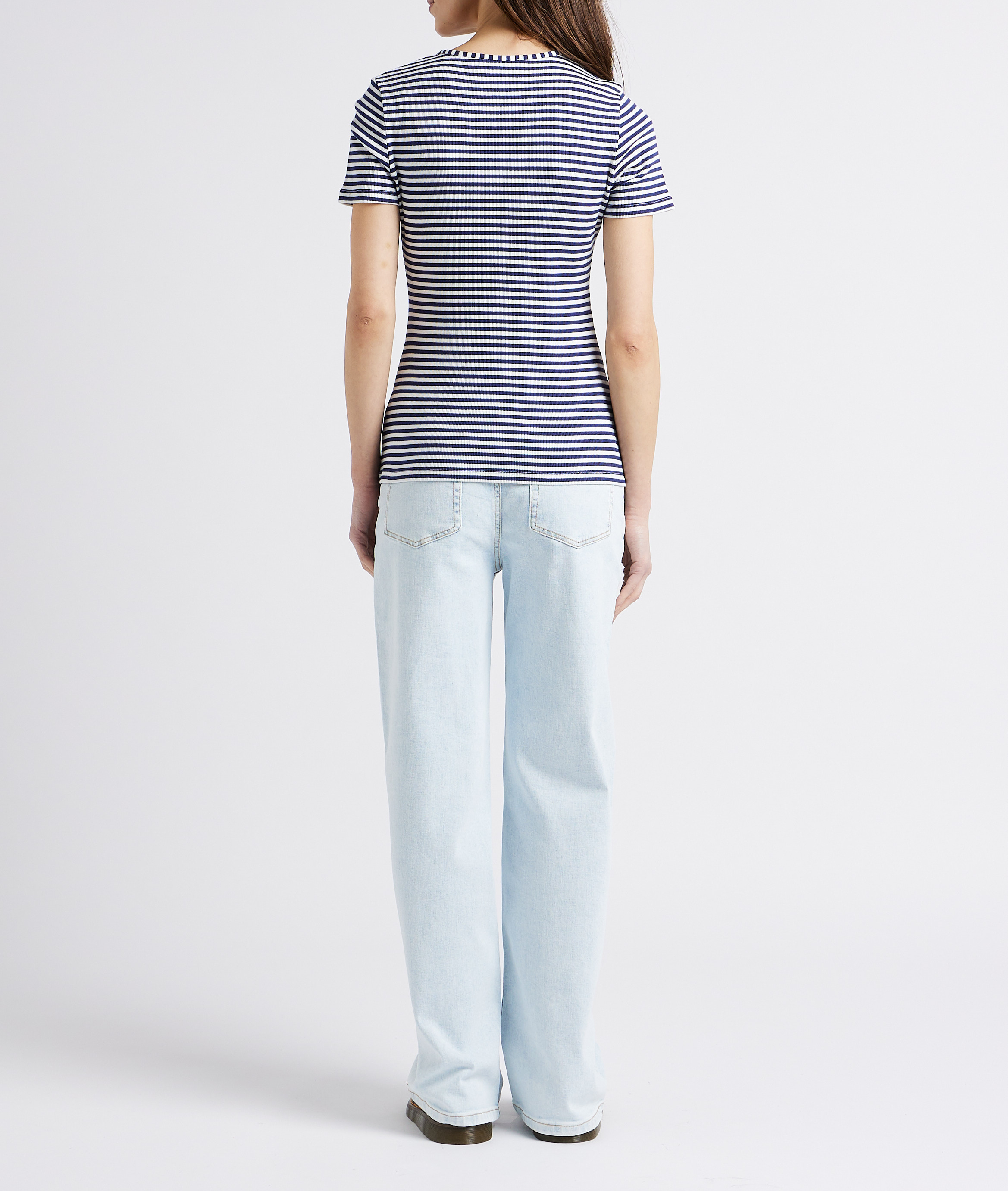 Top col tunisien en coton bio à rayures MAISON LABICHE Bleu