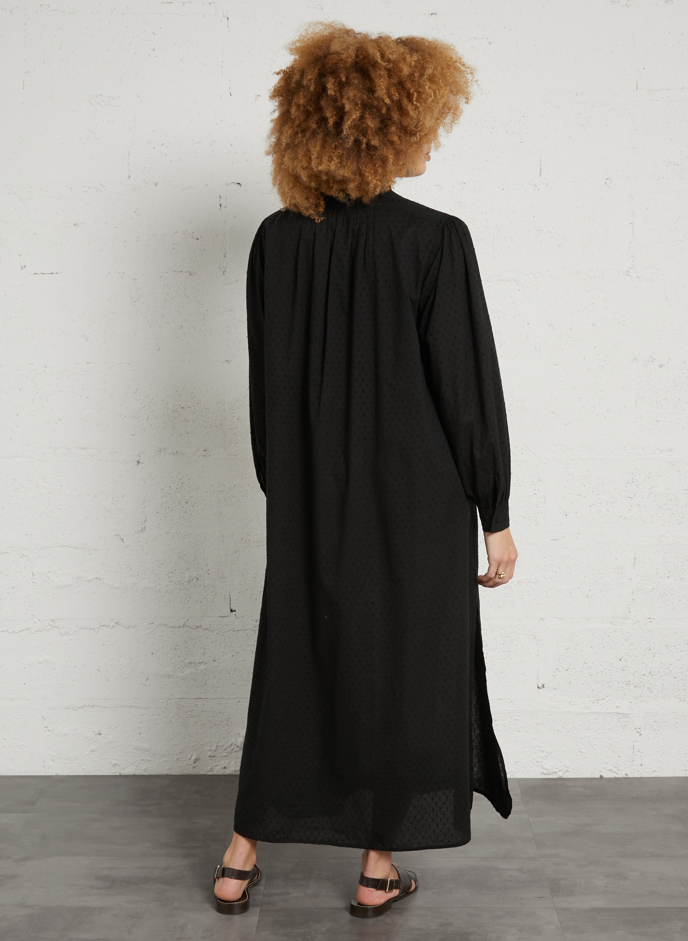 Langes Baumwollkleid mit Rundhalsausschnitt LAURENCE BRAS Schwarz
