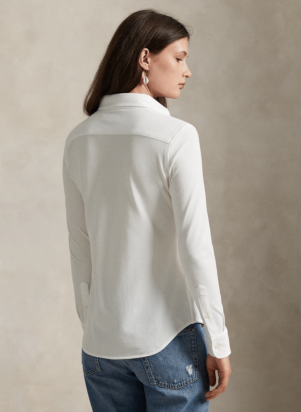 Chemise col américain cintrée en coton POLO RALPH LAUREN Blanc