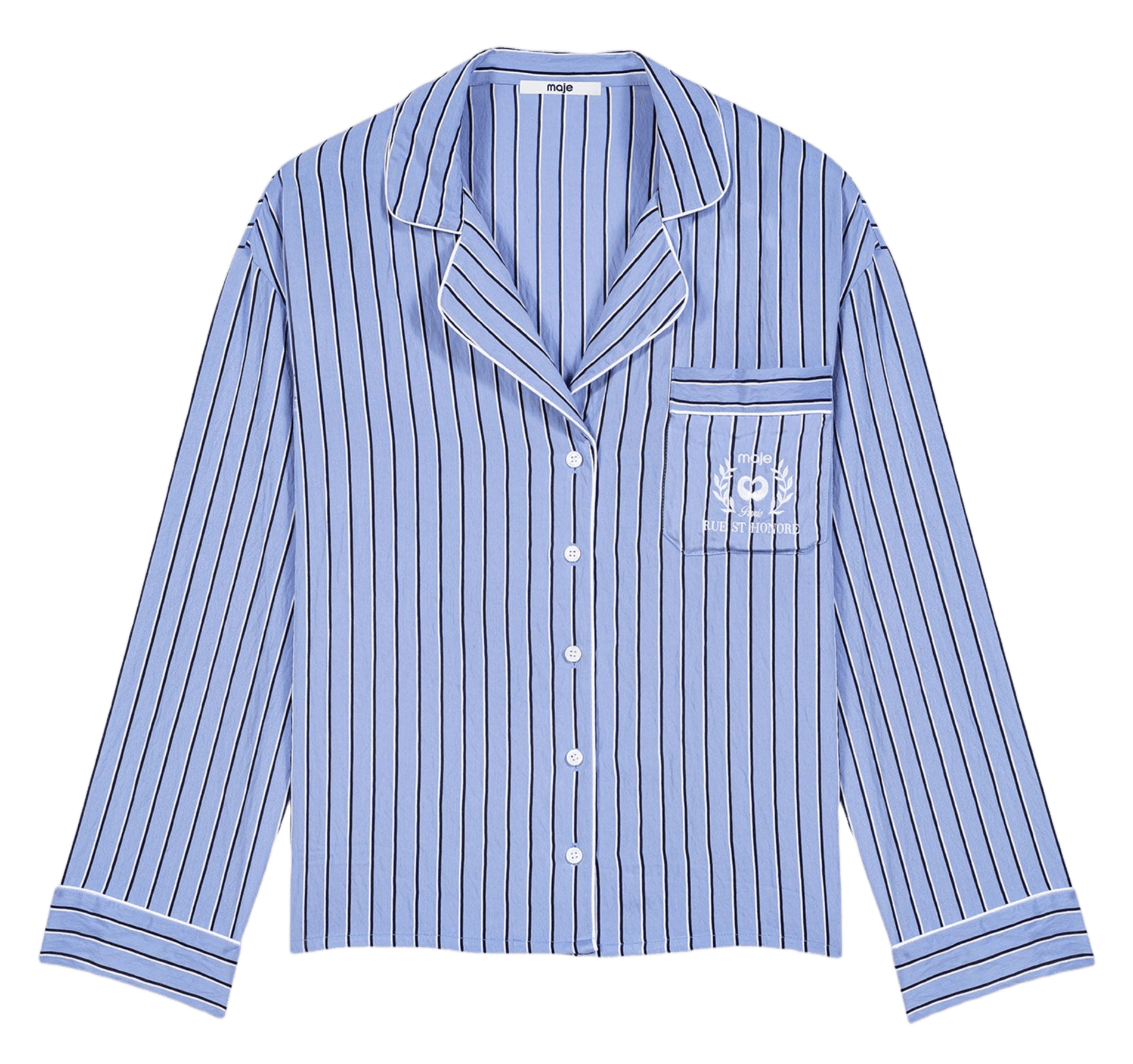 Rechte gestreepte blouse met losse pasvorm MAJE Blauw