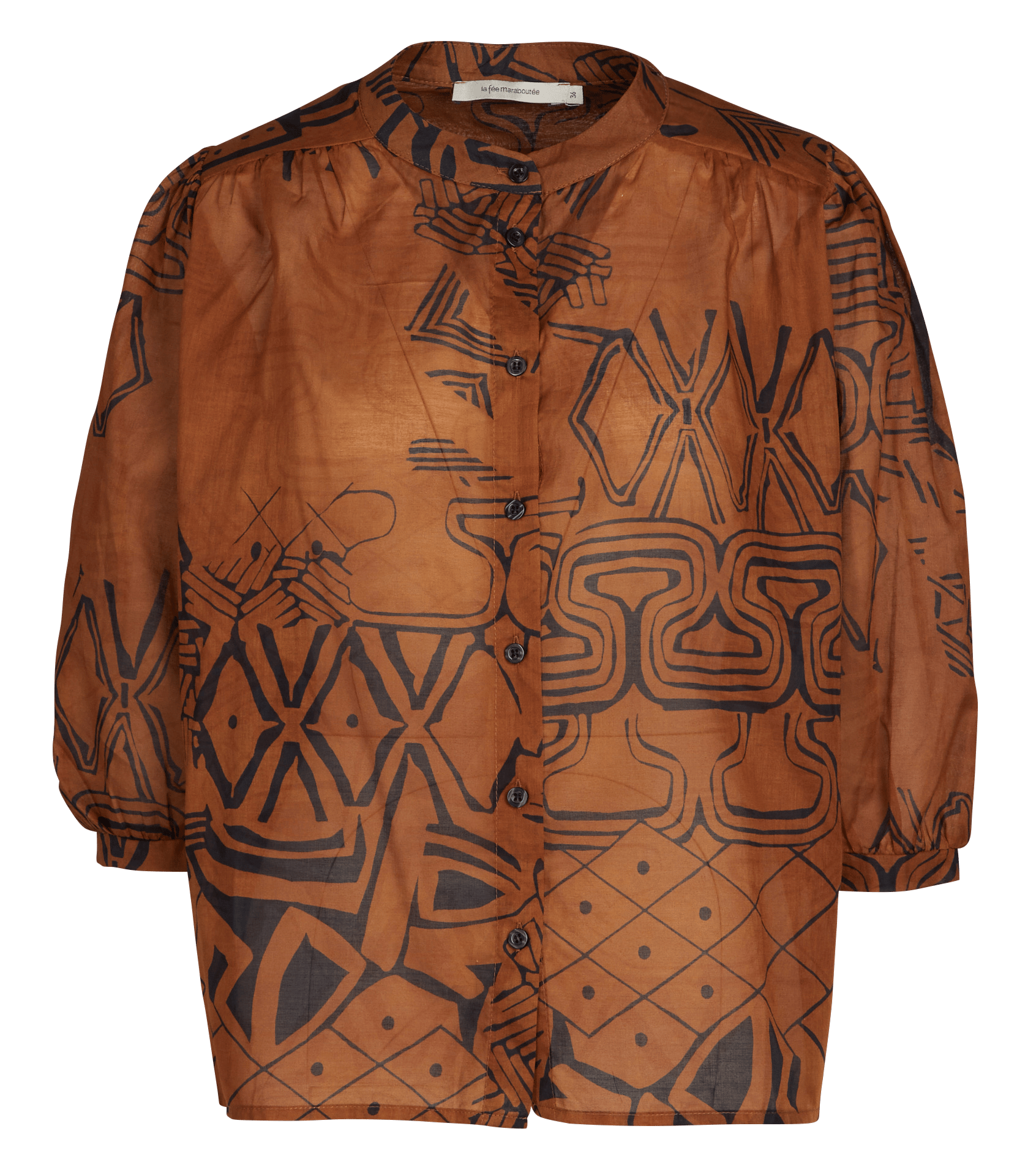 Ruimvallende blouse met print LA FEE MARABOUTEE Bruin