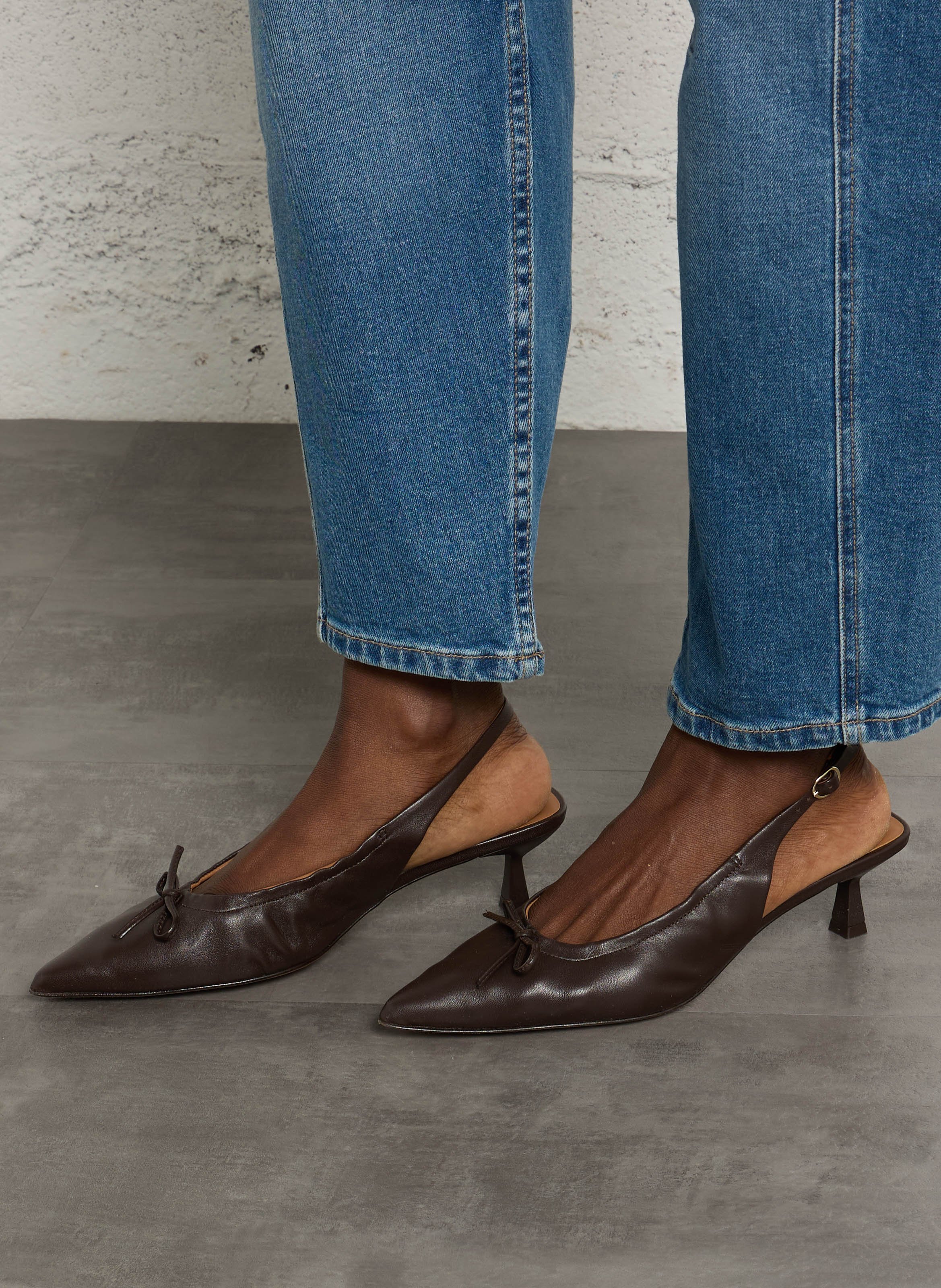 Slingback-Pumps aus Leder BOBBIES Braun