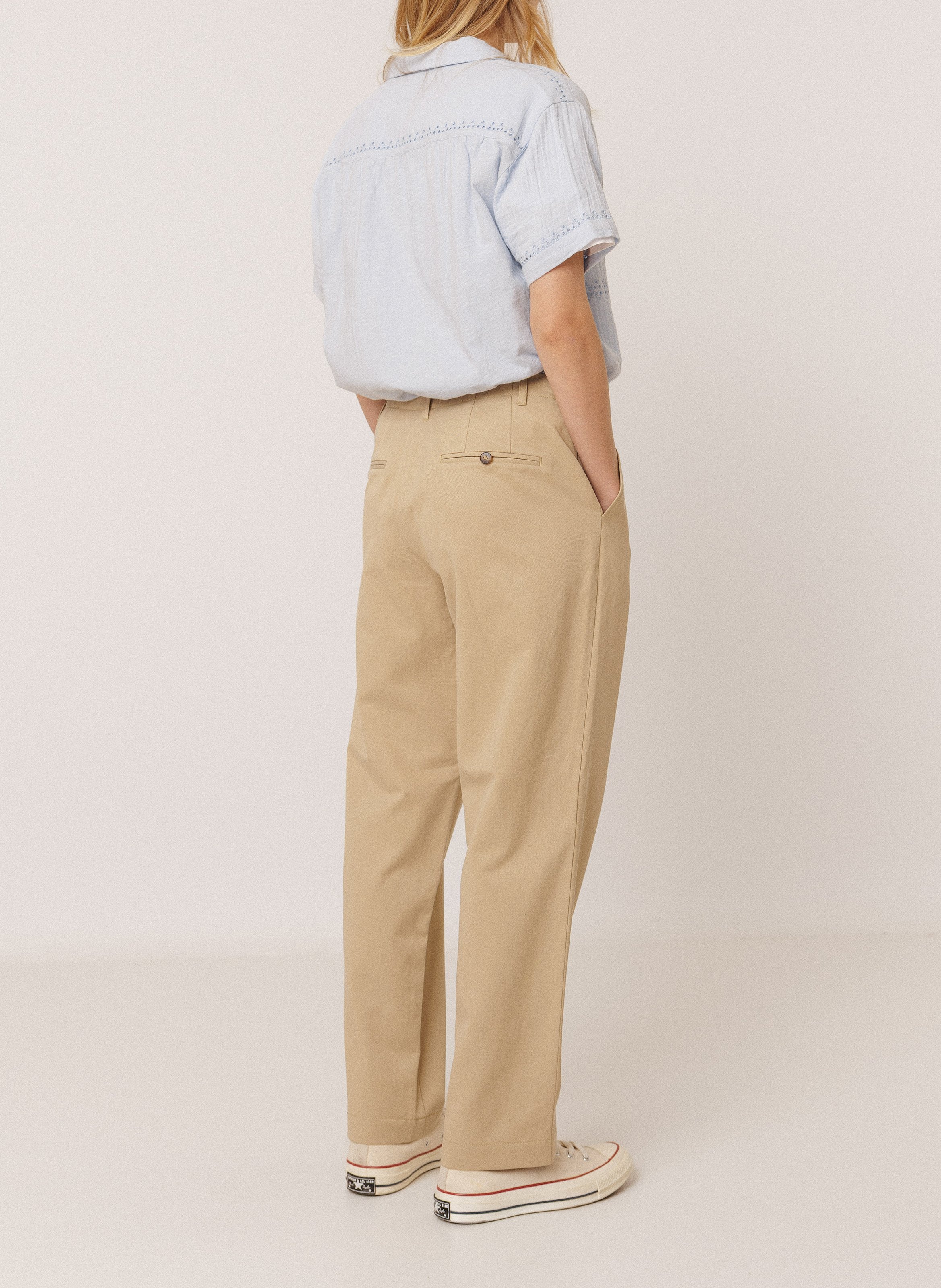 Straight-leg cotton pants INDI & COLD Beige