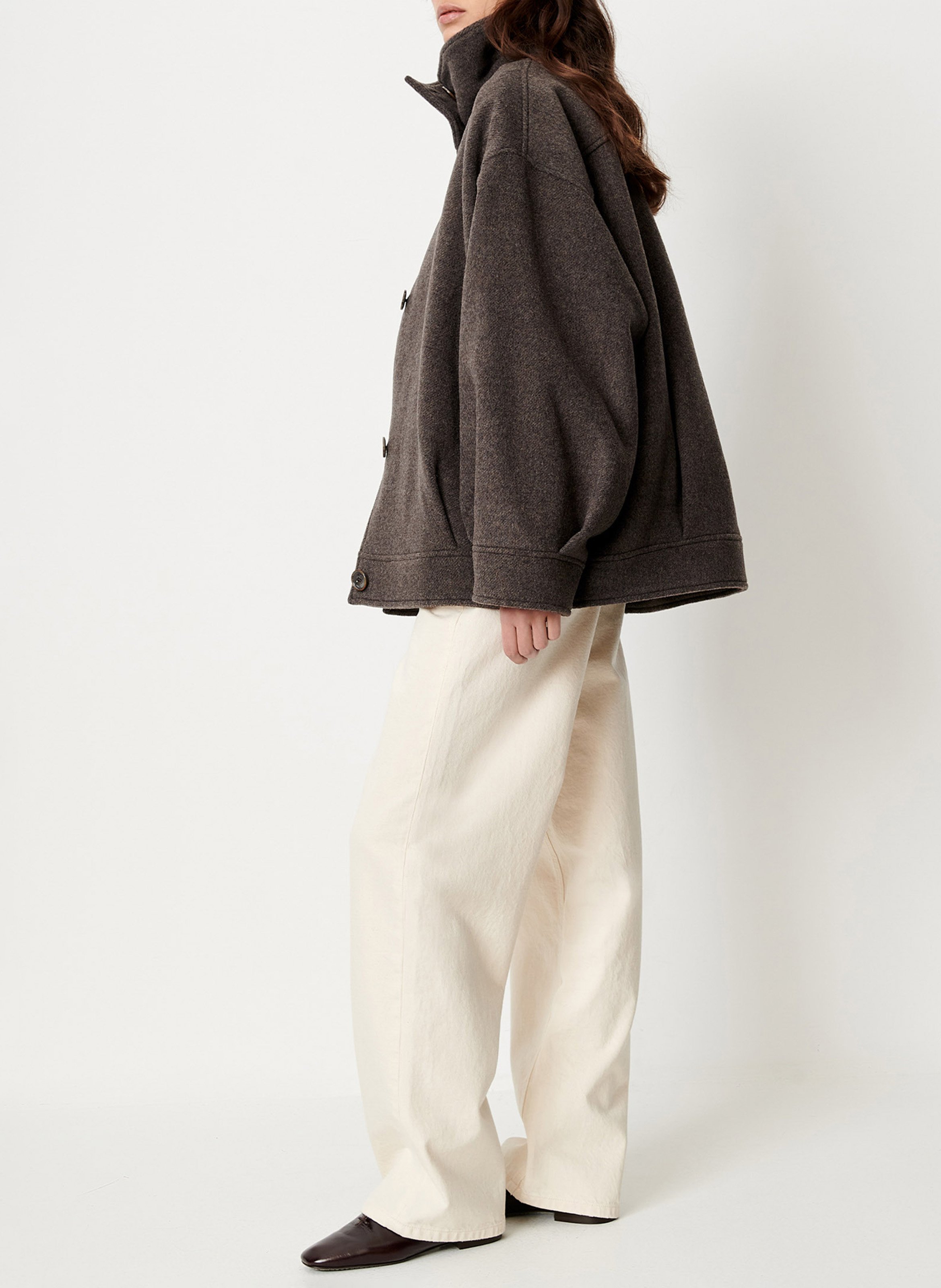 Manteau oversize en laine mélangée SESSUN Gris