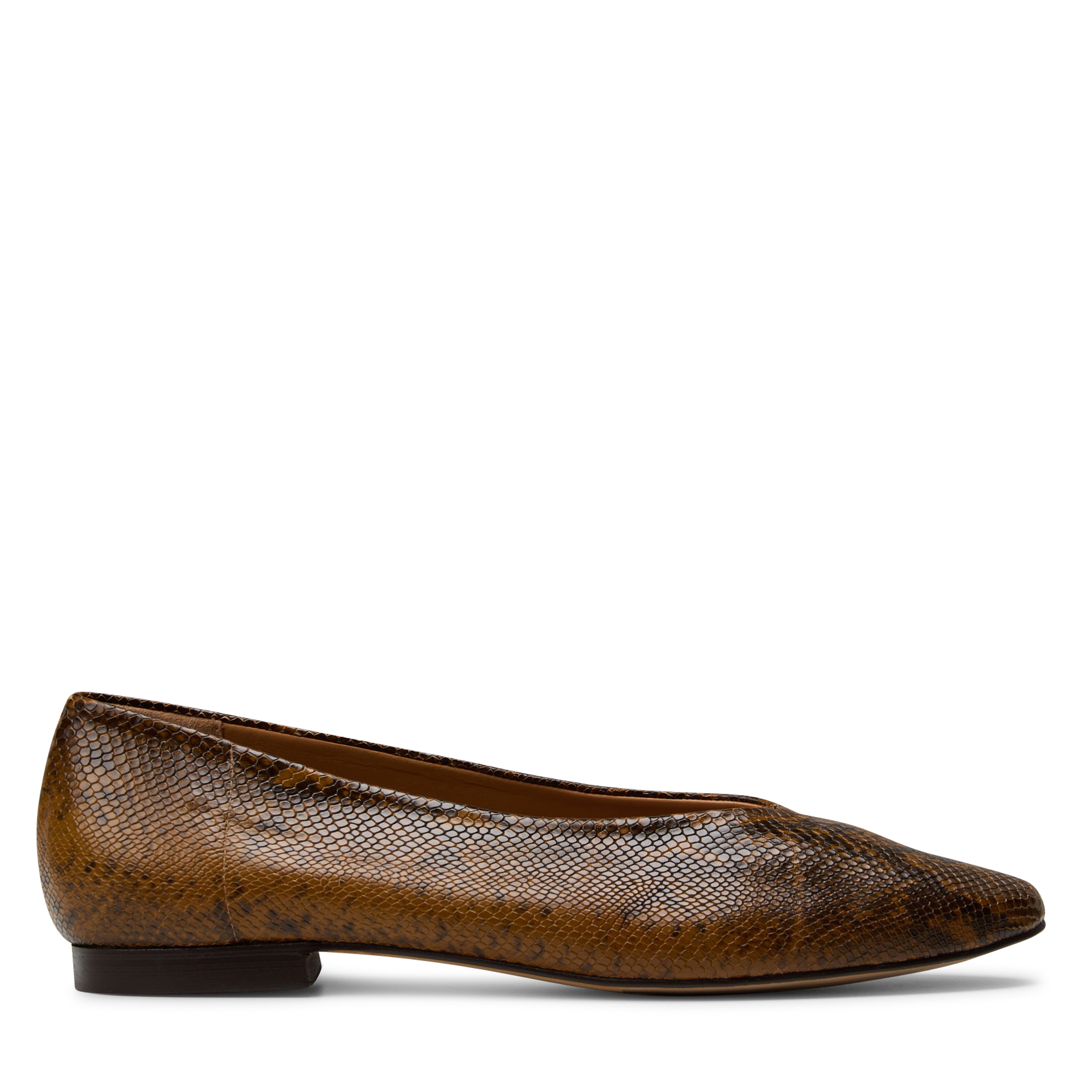 Leather Python Effect Ballerina Flats MAISON 123 Beige