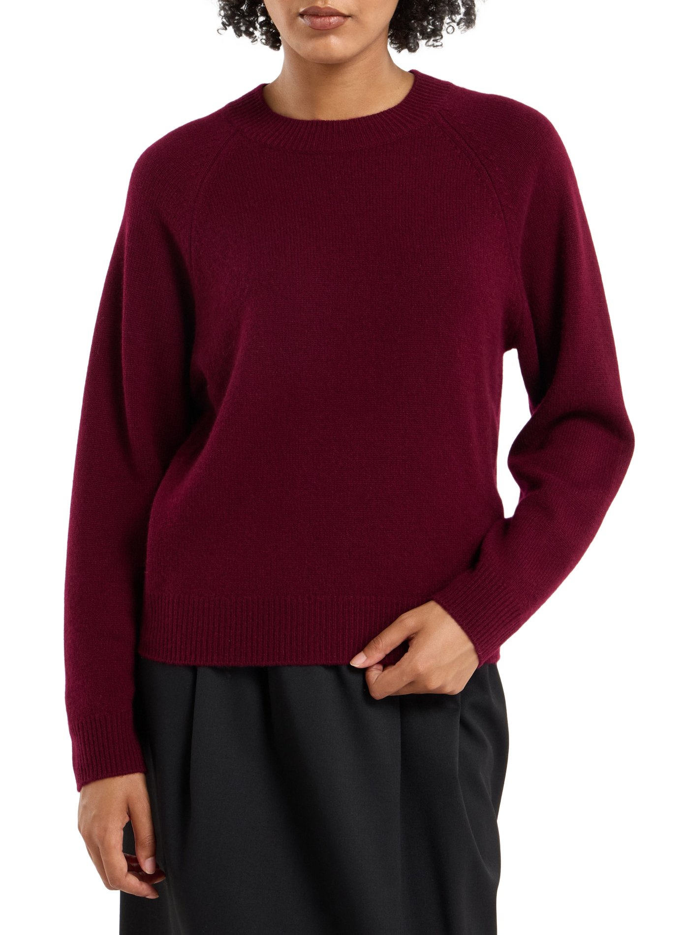 Straight fit plain round neck cashmere sweater SAISON 1865 Red