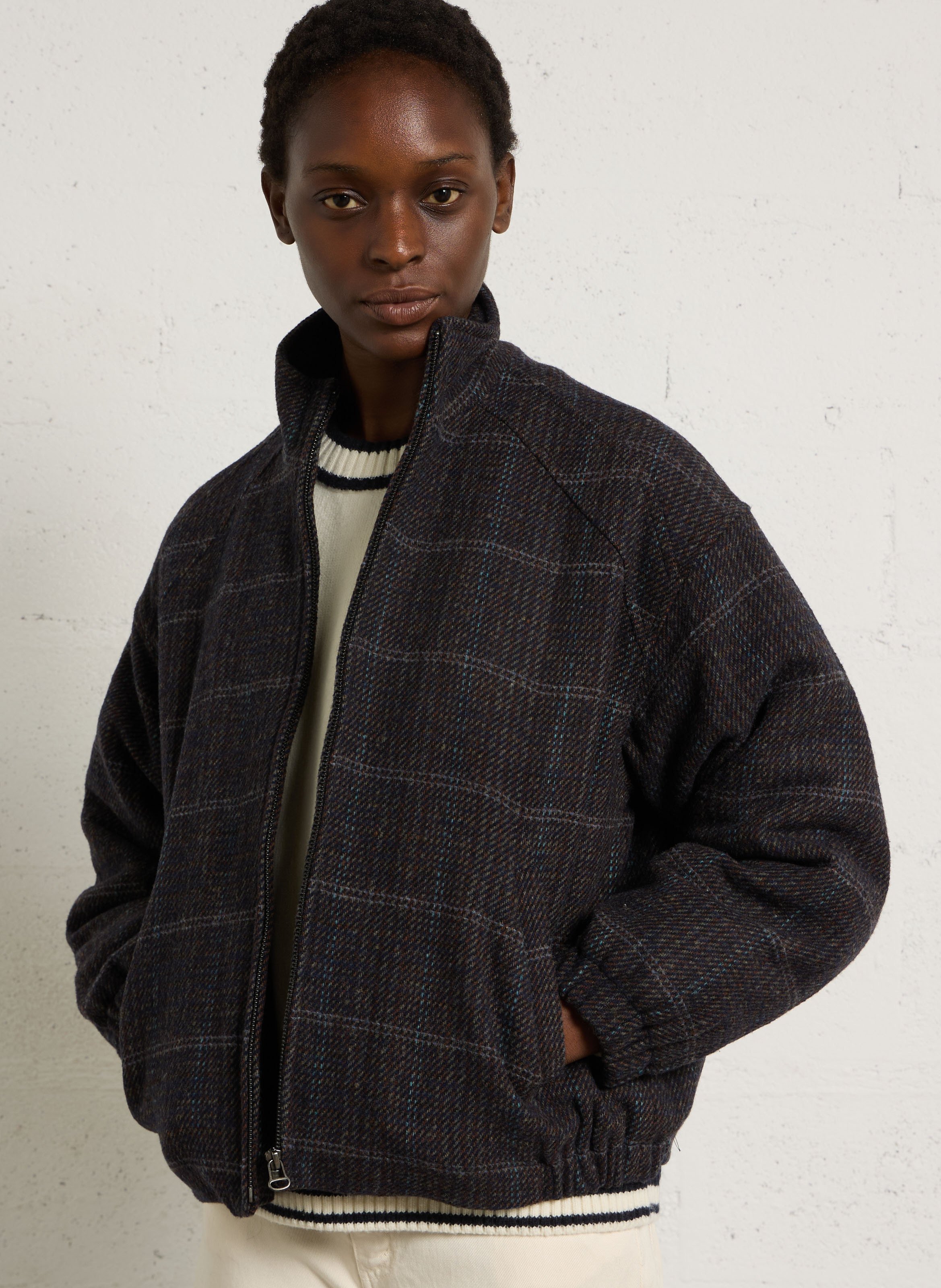 High-neck wool-blend jacket NICE THINGS Grey