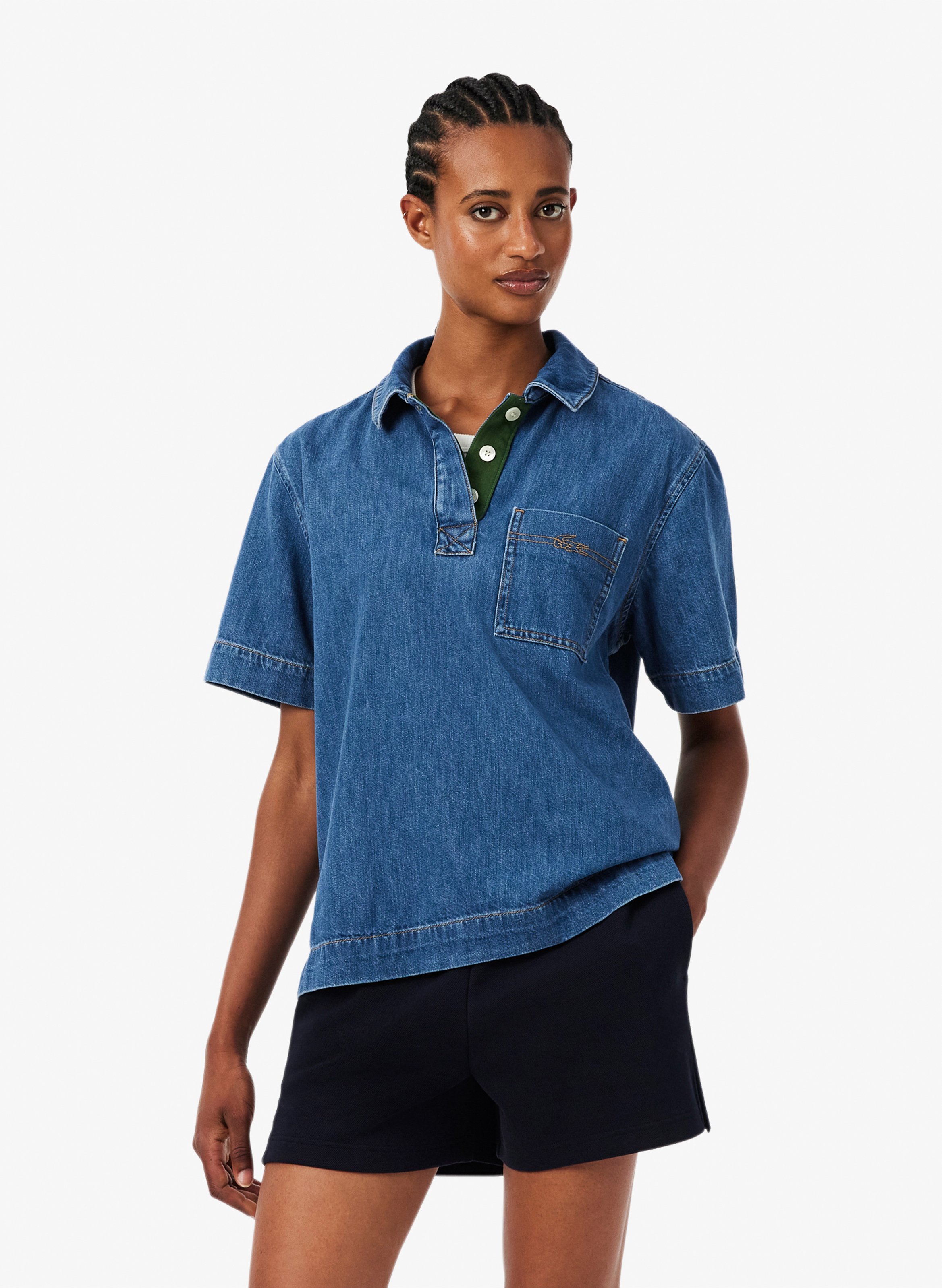 Weites Baumwollkleid LACOSTE Blau