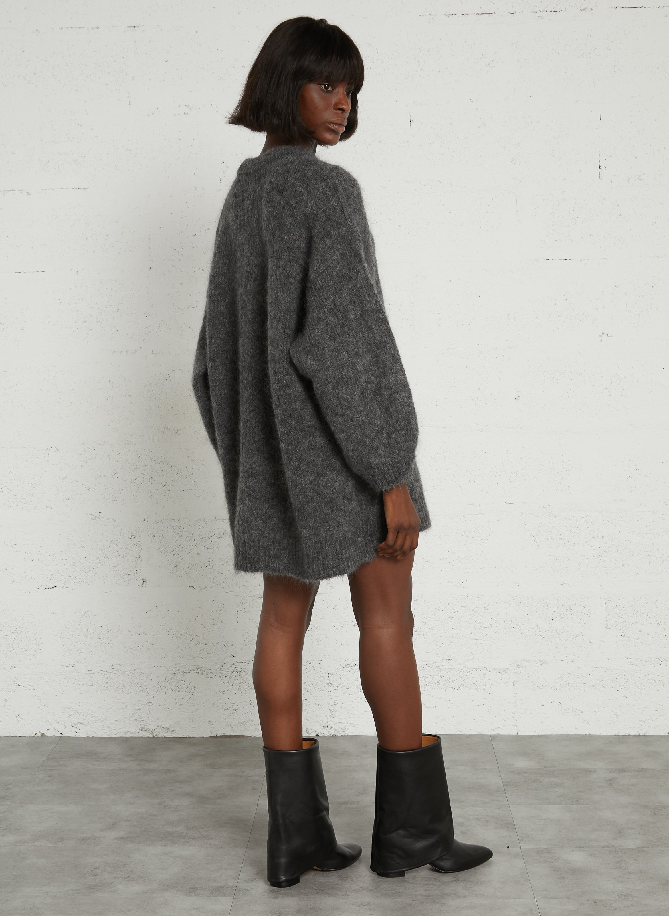Round-neck wool-blend sweater dress DES PETITS HAUTS Grey