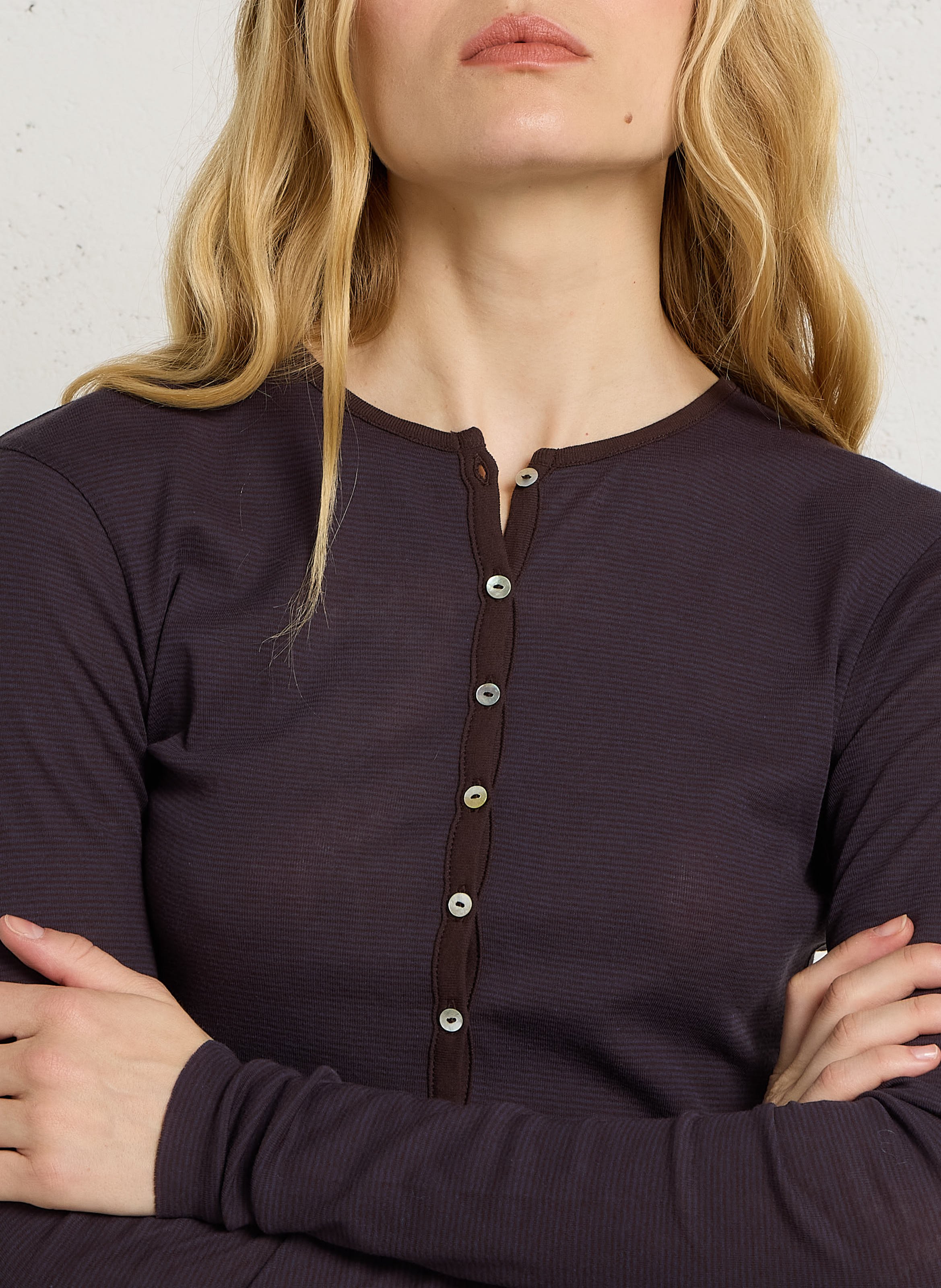 Tee-shirt ajusté en coton SOEUR Marron