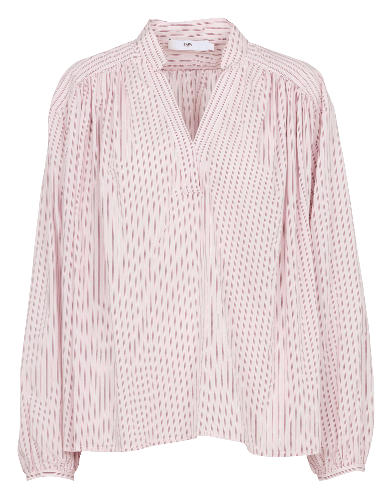 Tunisian collar striped blouse ZAPA White
