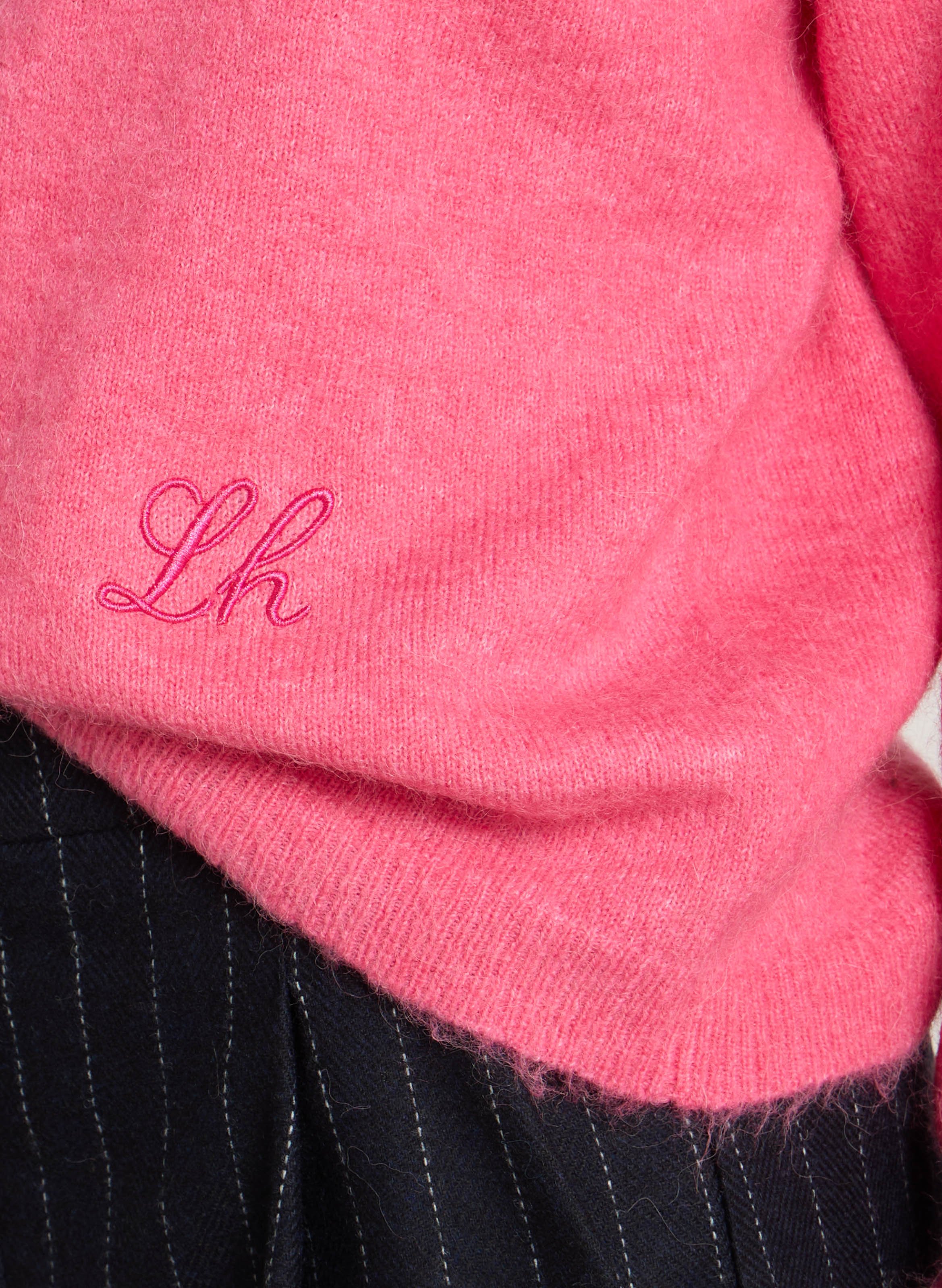 Pull court à col v à logo brodé LEON & HARPER Rose