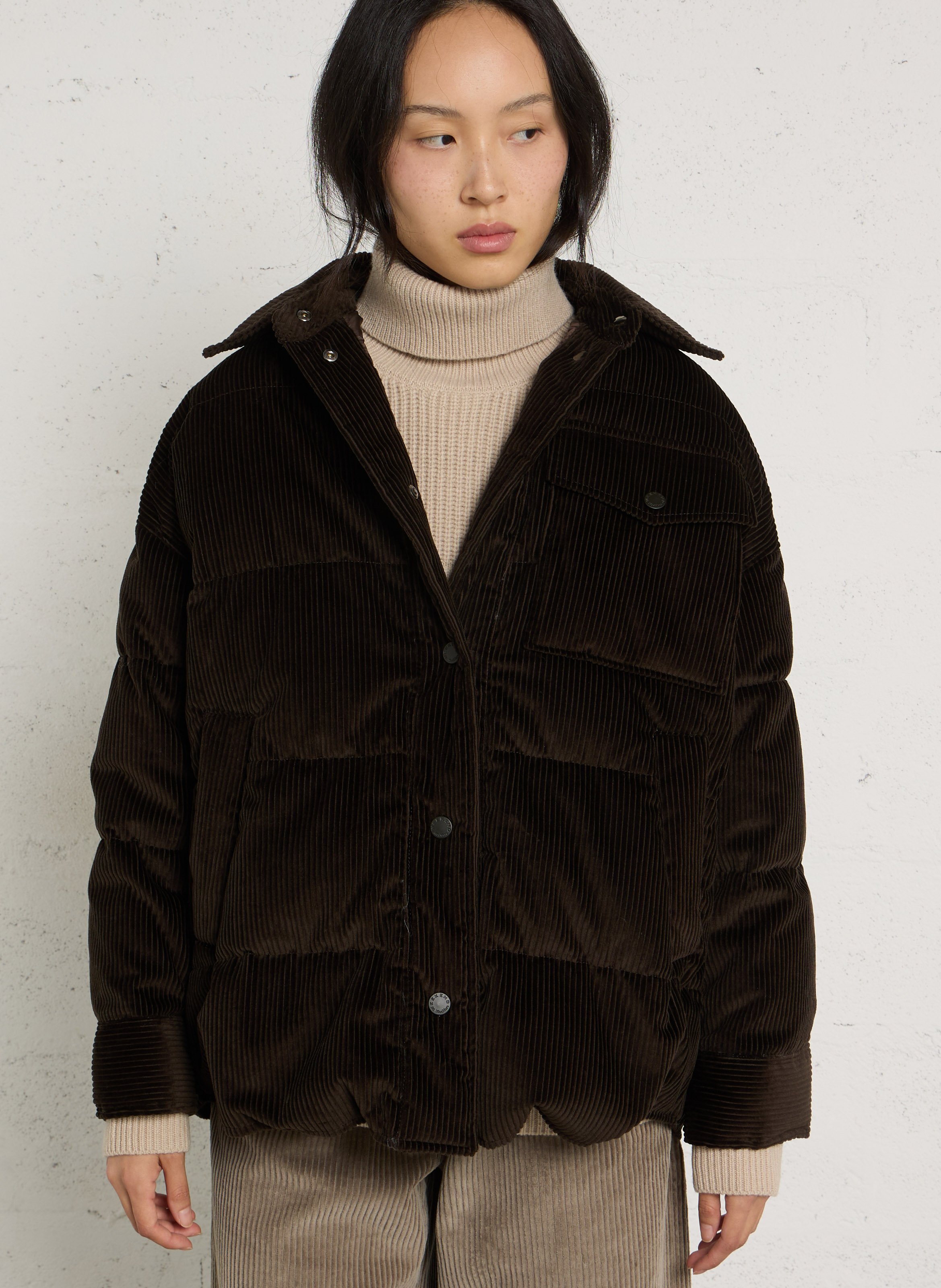 Weit geschnittene Daunenjacke aus Baumwollkord MAX MARA WEEK END Braun