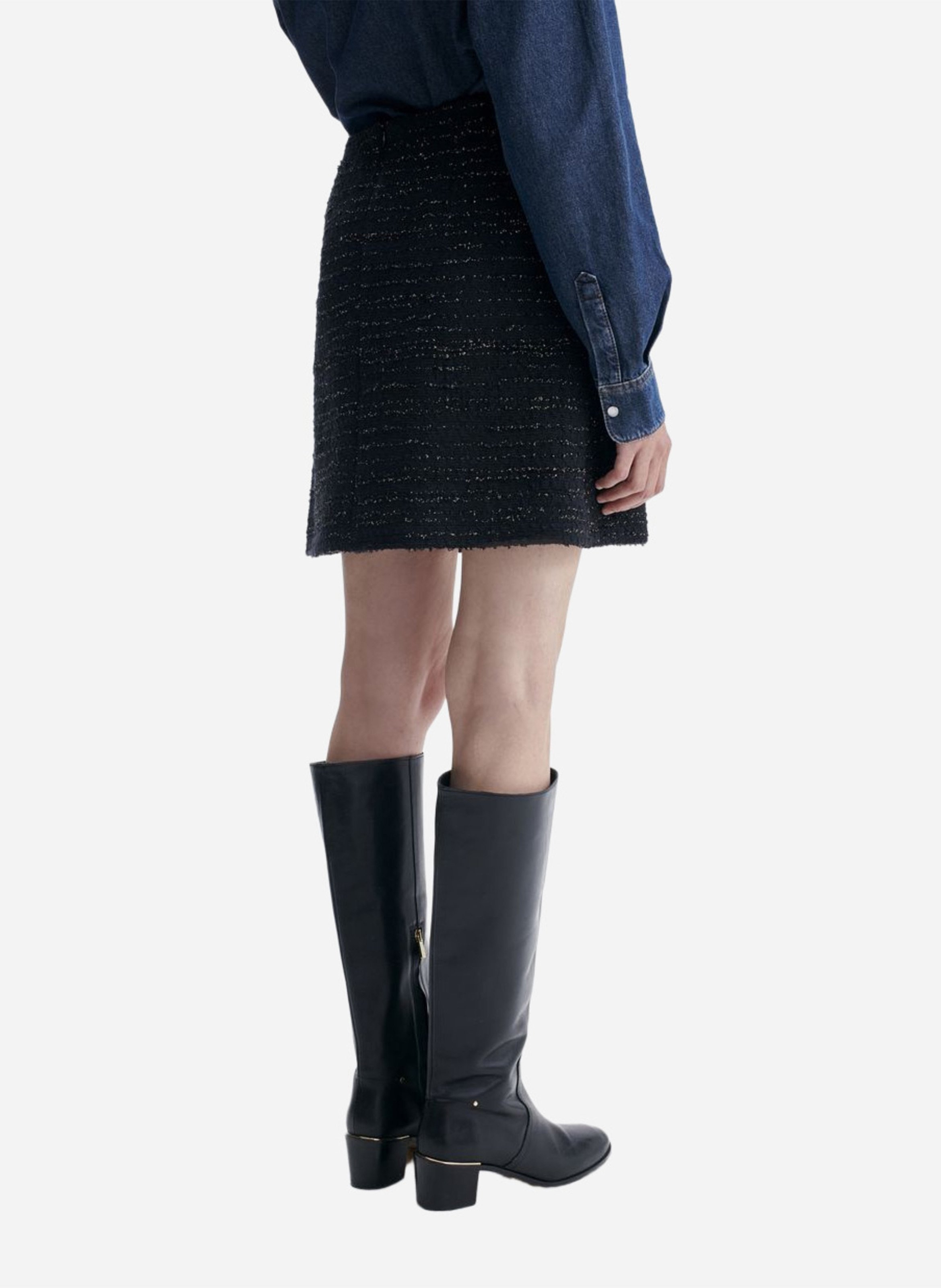 Kurzer, gerade geschnittener Tweed-Rock VANESSA BRUNO Schwarz