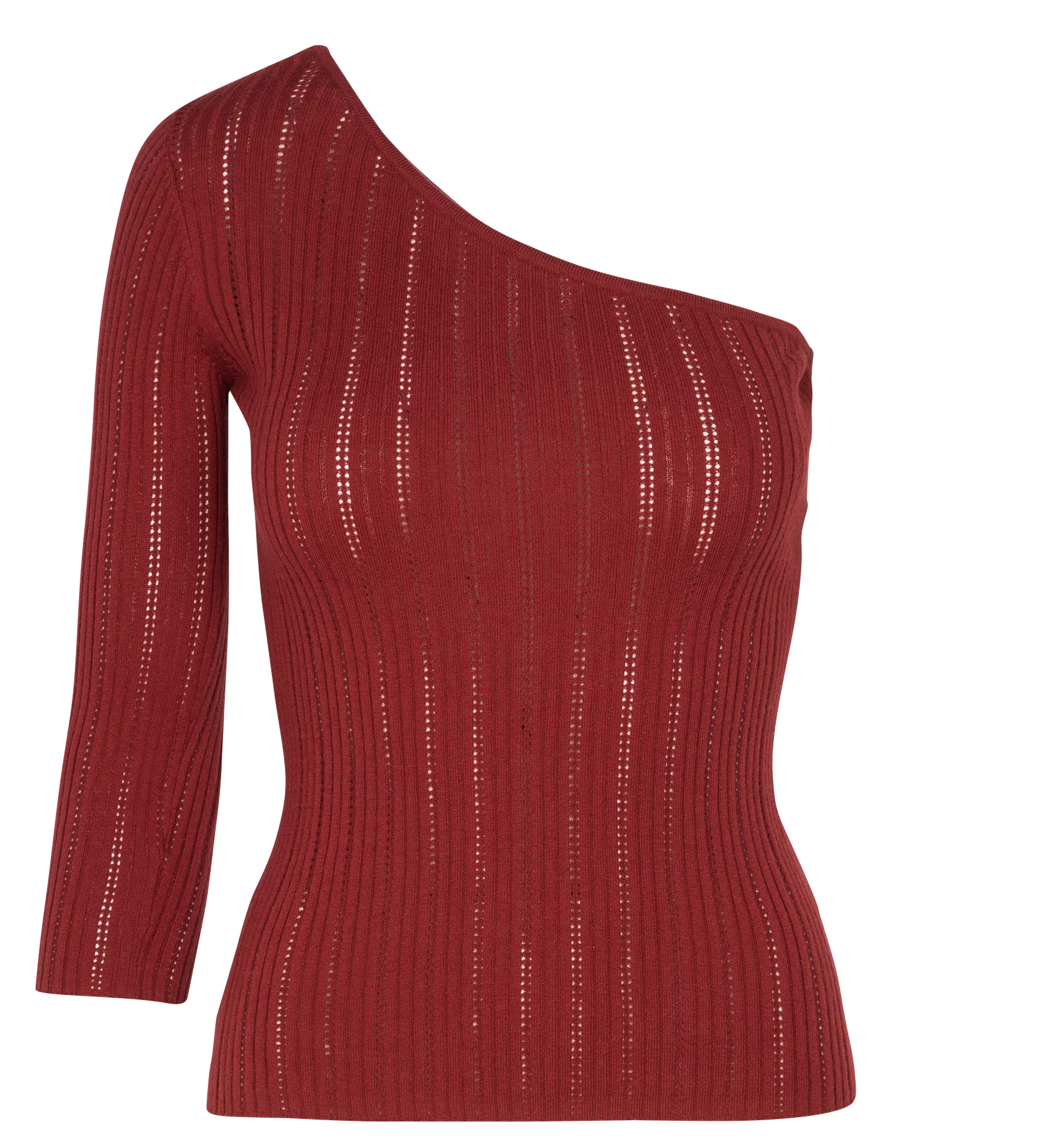 Knit Spandex One Shoulder Top - Mahogony main image 1