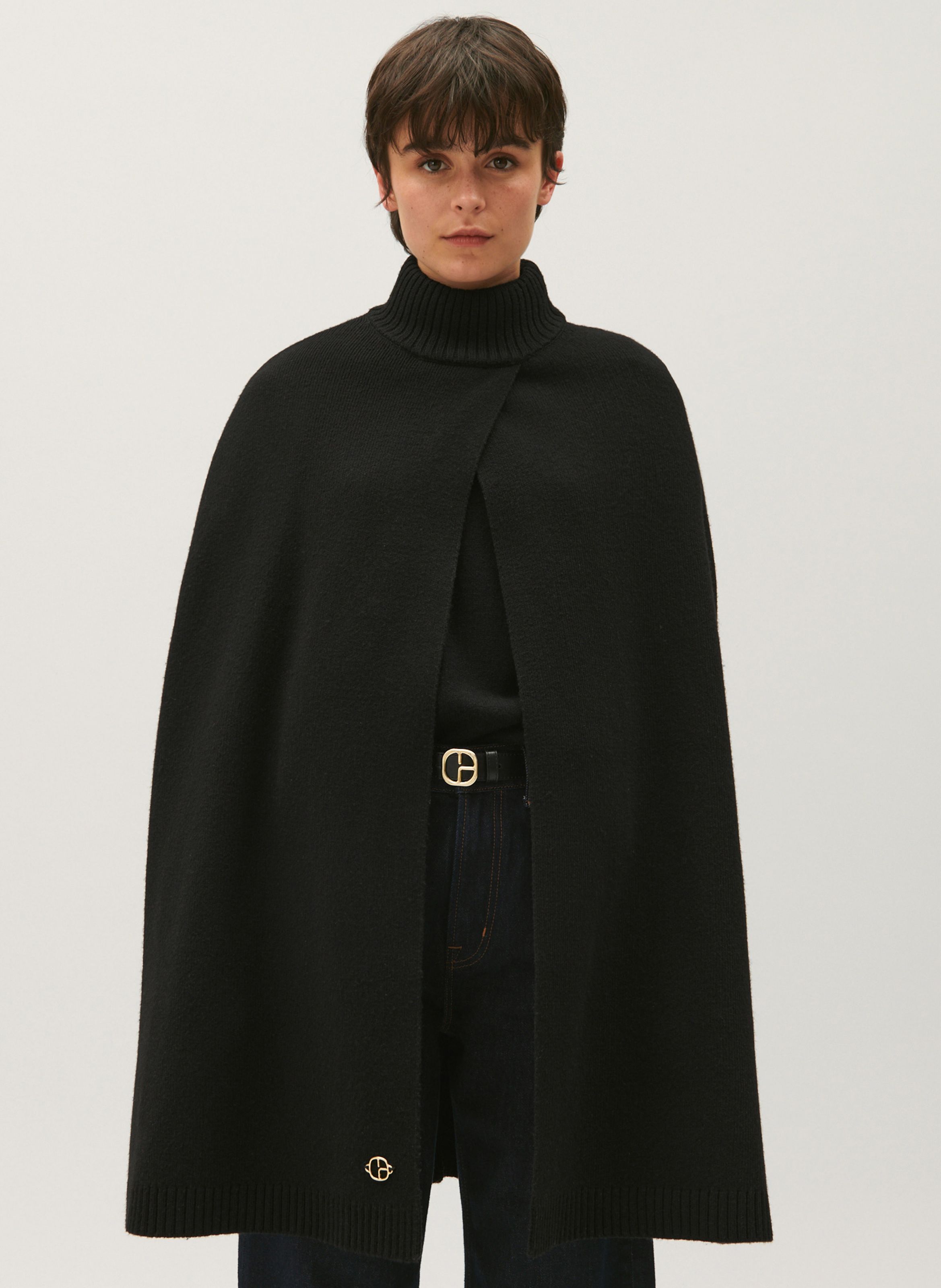 Cape Col Montant En Laine M lang e Acape Noir Claudie Pierlot